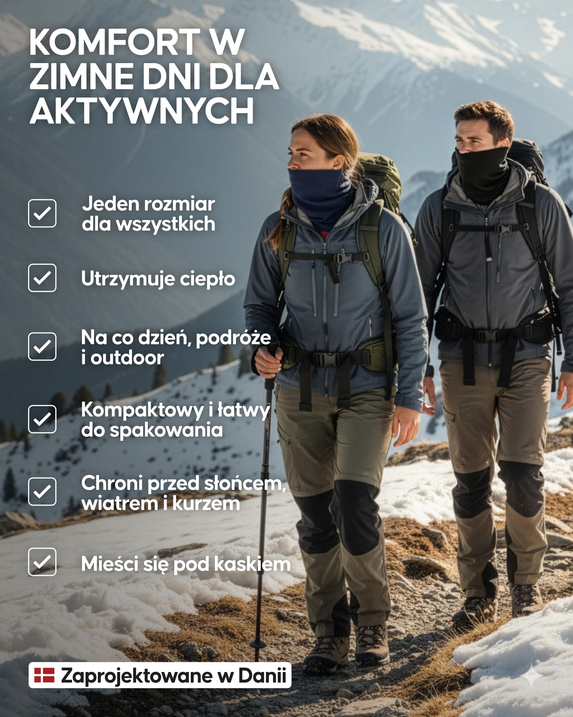 DANISH ENDURANCE Komin z 100% Wełny Merino, Lekka Kominiarka, Wielofunkcyjna Bandana, dla Mężczyzn i Kobiet, Unisex