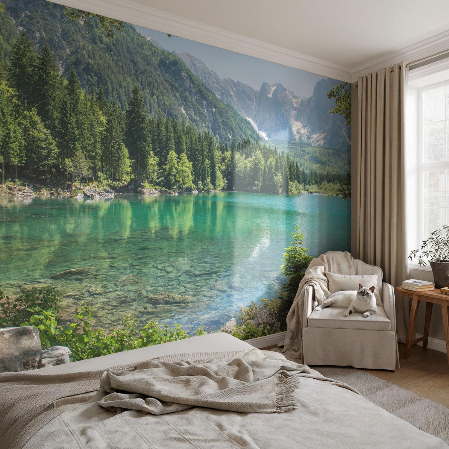 Mural Fotográfico Sobre Soporte De Tejido No Tejido 312x219 cm Lago verde