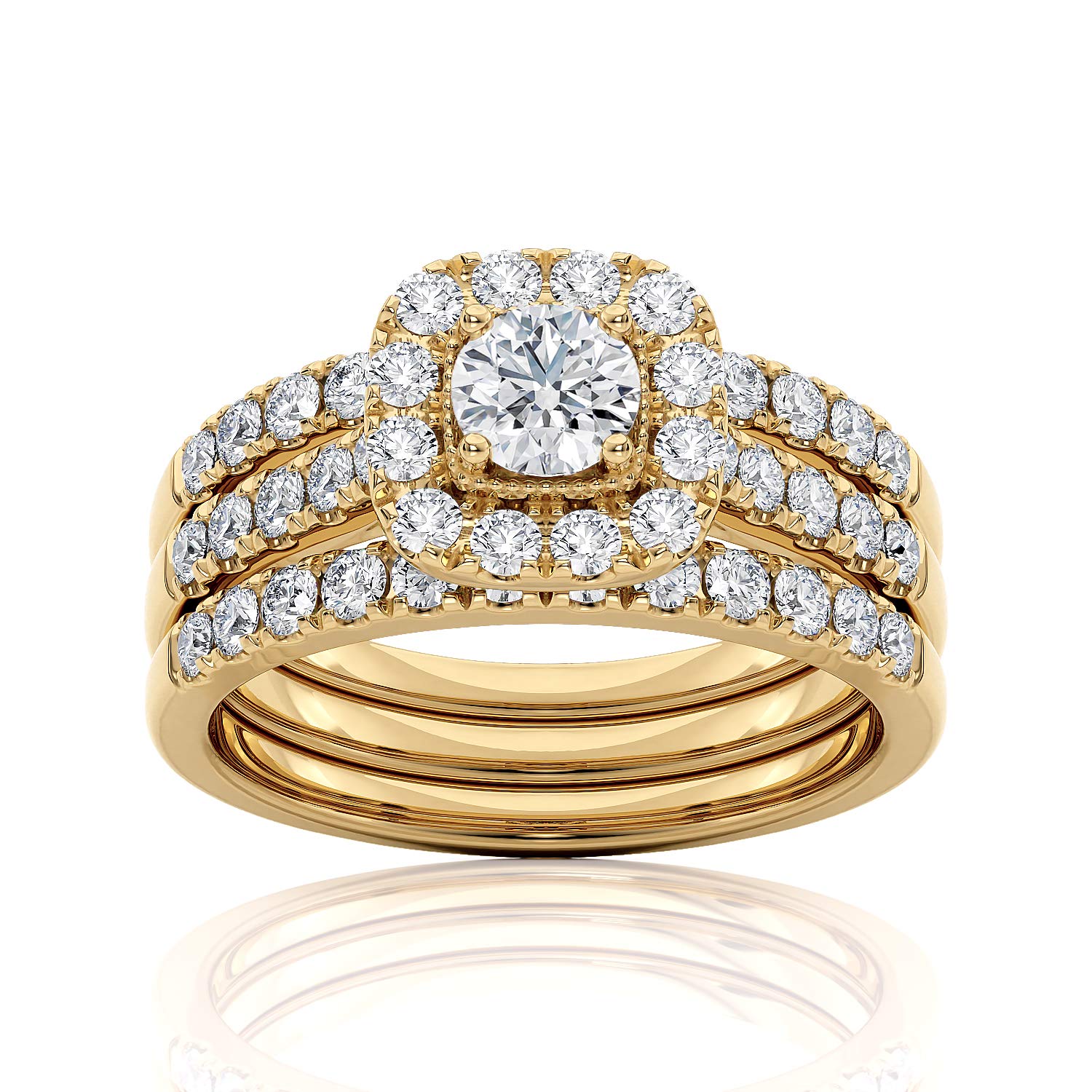 Beverly Hills JewelersIGI Certified 1 Carat Diamond Engagement Ring for Women in 14k Yellow Gold by Beverly Hills Jewelers