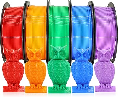 15 – DO3D 1.75mm 5 Spools 5 Popular Colors PLA 3D Printer Filament in 1 Bundle, Red/Purple/Green/Blue/Orange, Each Spool 0.25kg, Total 1.25kg PLA…