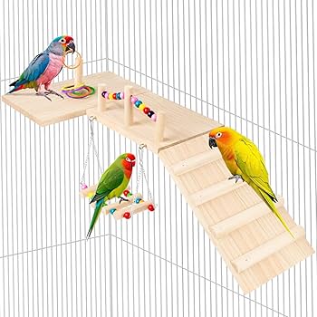 Amazon | Tresbro インコ 止まり木おもちゃセット4点入り 鳥パーチ