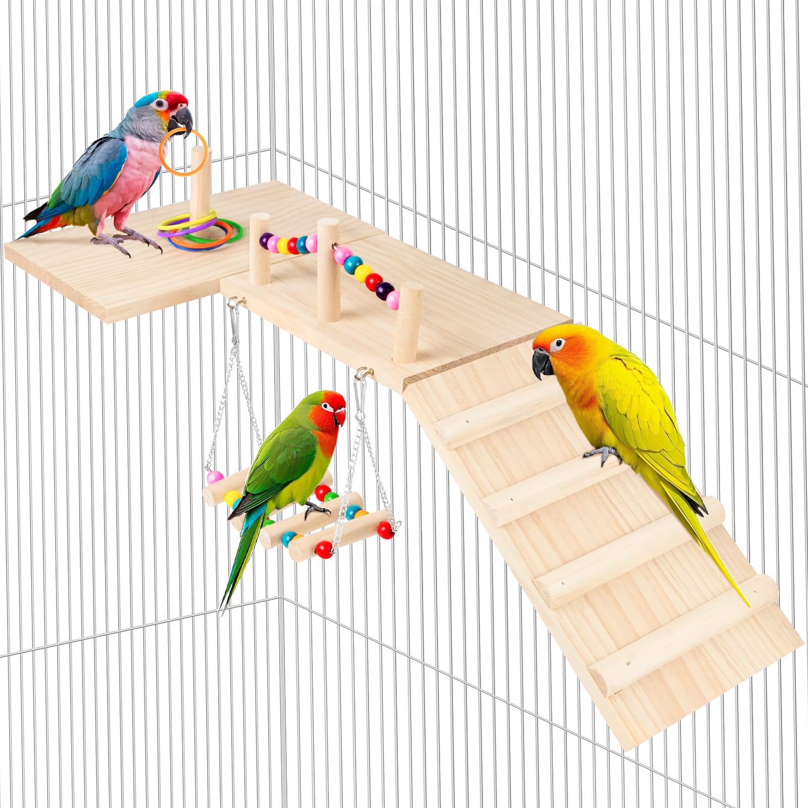 Amazon | Tresbro インコ 止まり木おもちゃセット4点入り 鳥