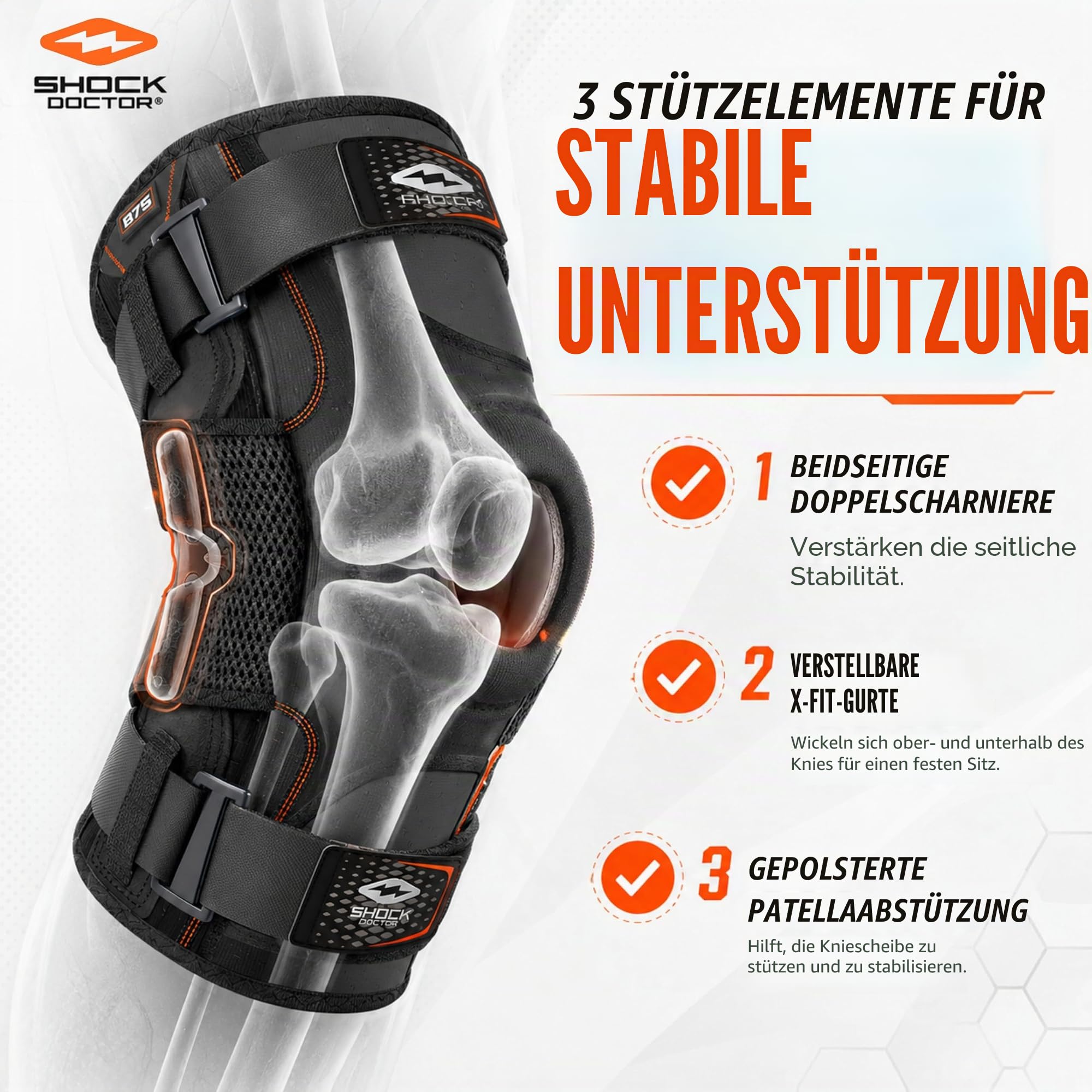 Shock Doctor Erwachsene Knieschützer Stützen Ultra Kniestütze mit Bilateralen Scharnieren