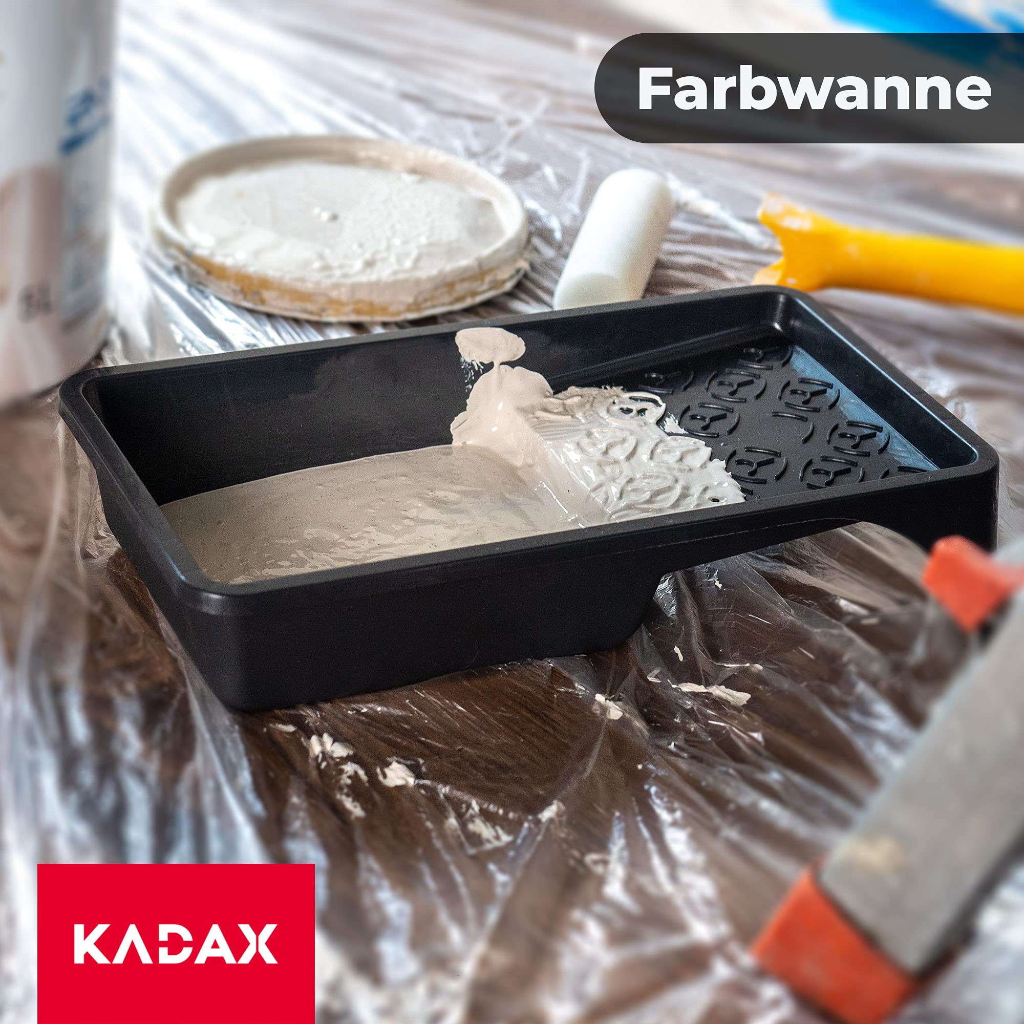 KADAX Bac ŕ Peinture en Plastique - Bac ŕ Peinture pour Peinture Murale - Bac ŕ Peinture avec Petite poignée - Accessoires de Peinture - Bac ŕ Peinture - (12) - Noir