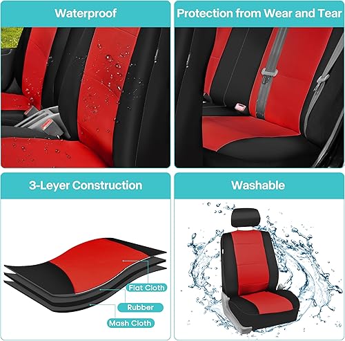 Miniatura 8 de FH Group - Juego completo de fundas de neopreno para asiento trasero dividido y delantero de respaldo bajo de autosedánSUV, de neopreno, ajuste