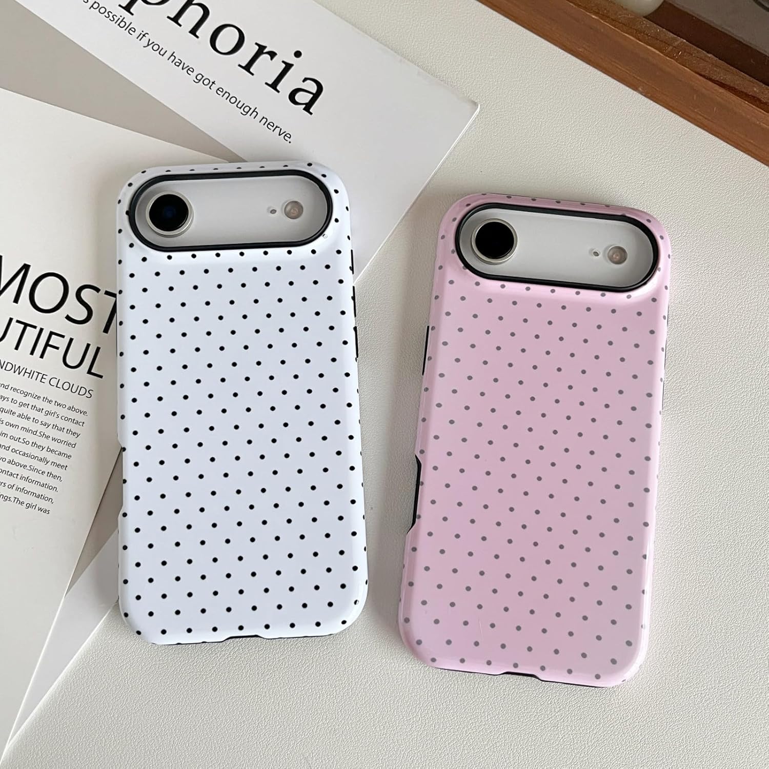 Compatible with iPhone 17 Air Case Cute Aesthetic Polka Dot Phone Case for Women Girl Shockproof Slim TPU and Hard PC Protective Cover (Pink) - Image 4