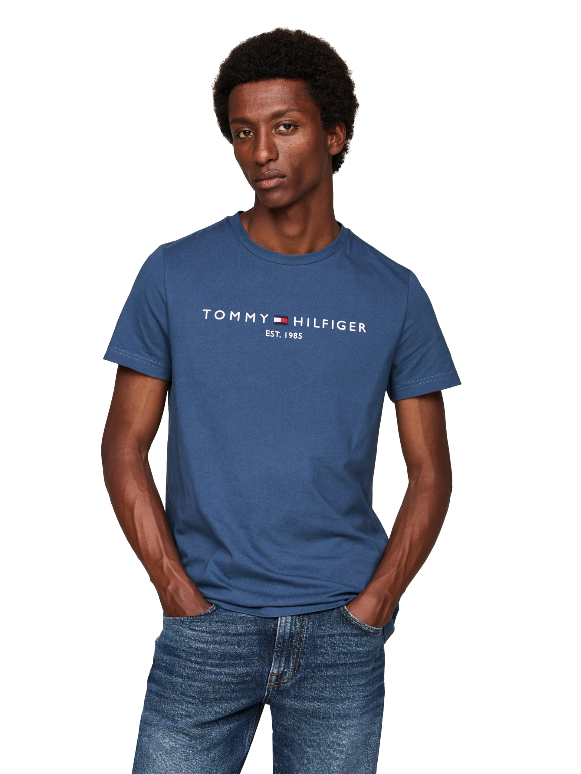 Tommy Hilfiger Men's Short Sleeve Cotton Graphic T-Shirts with Embroidered Logo