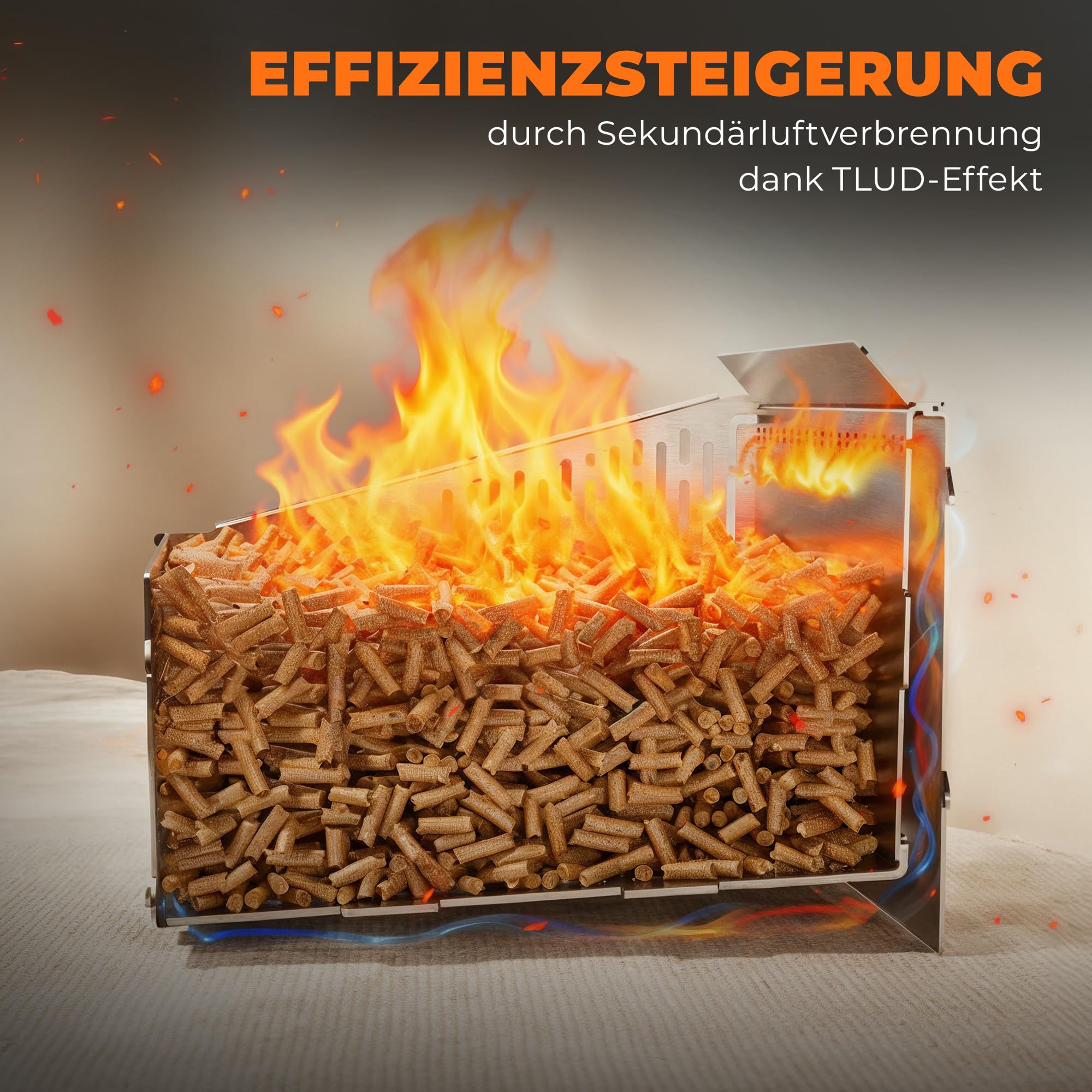 31x25x19cm hitzeresistenter Pelletkorb für Kaminofen | Edelstahl Pelletkorb | Pelletbrennkorb 40% mehr Heizleistung | Pelletkorb für Holzofen mit sauberer Verbrennung | Pelletskorb Kaminofen