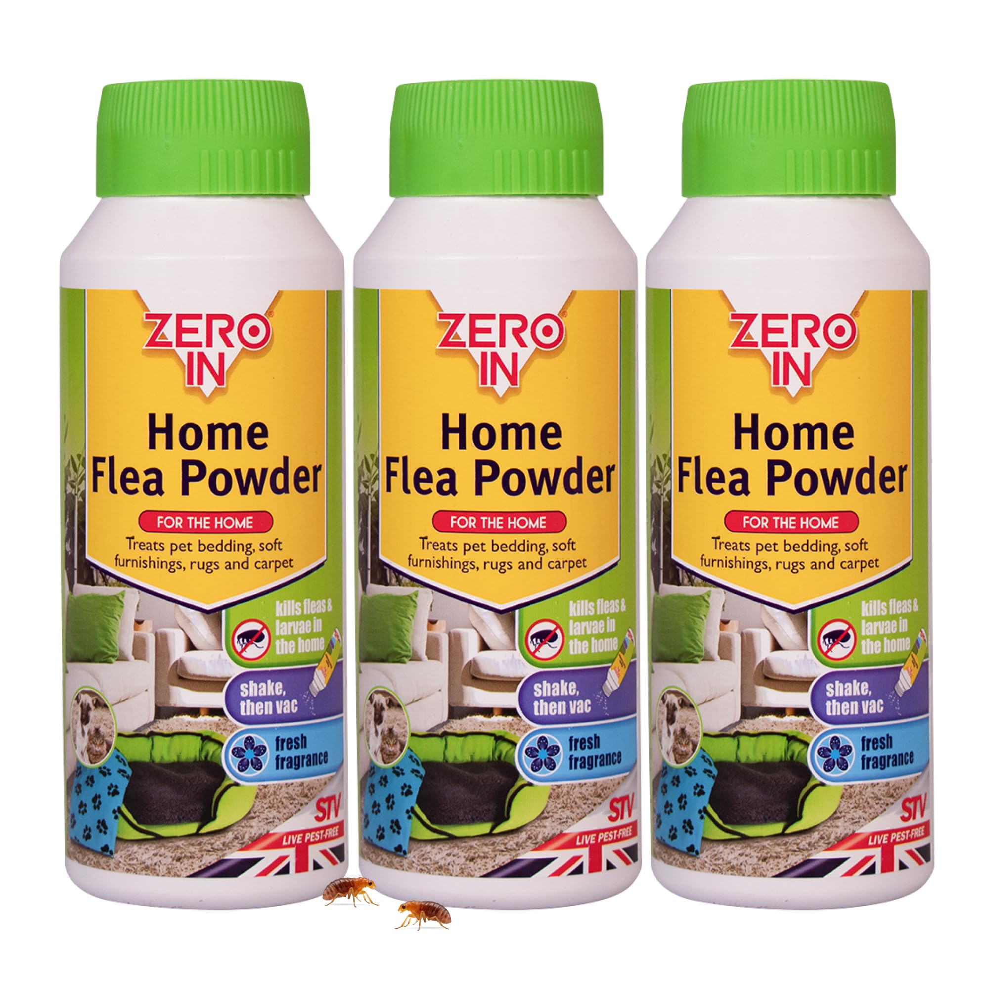 Zero In Home Flea Powder, Flea Treatment for House Kills Fleas & Larvae, Absorbs Odours, Carpets, Rugs