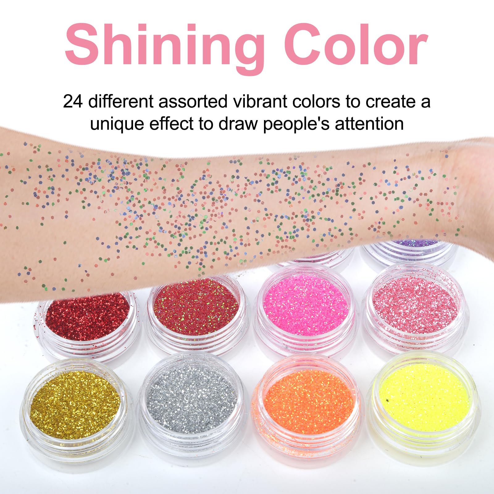 Face Glitter, 24 Color Festival Glitter, Body Glitter, Extra Fine Glitters for Hair Body, Nail, Eye - Image 4