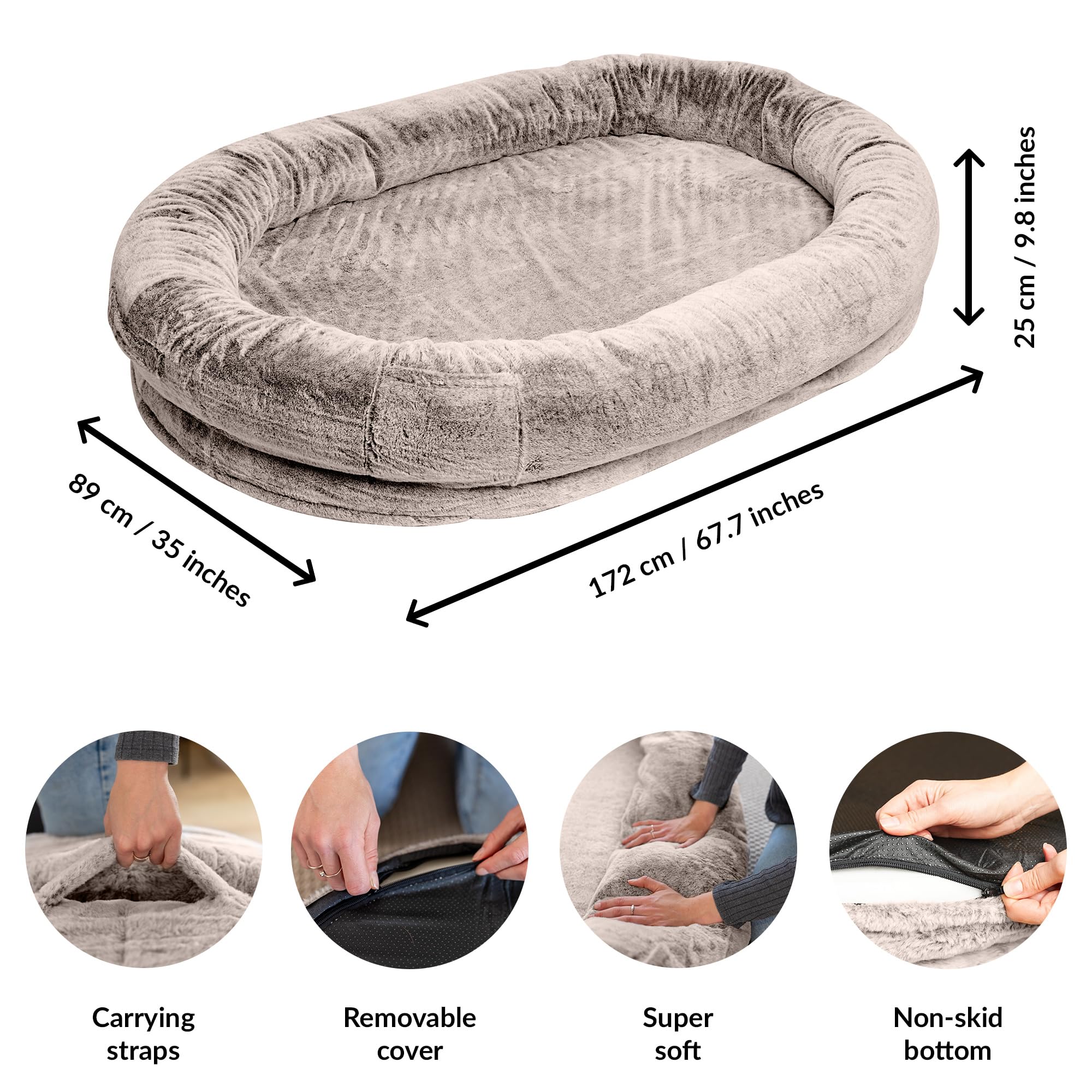 ODOXIA Cama para Humanos y Amigos Peludos | Cama De Perro Human Cálida y Cómoda | Perro Humano De Rosquilla | Gigante para Humanos y Mascotas | del Tamaño Humano