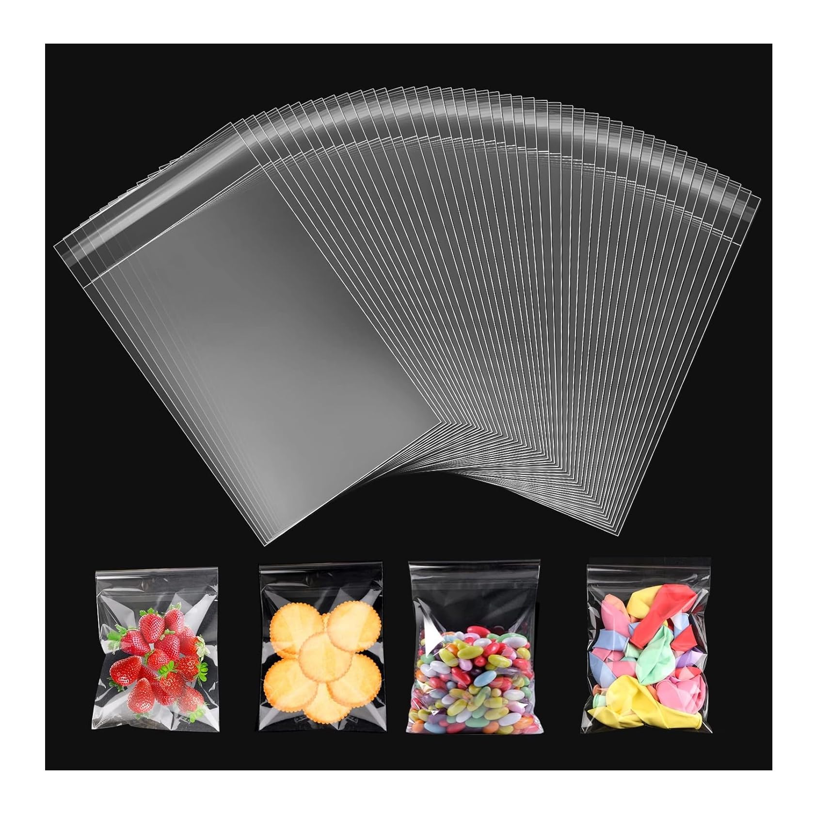 Lr Supplies Transparent 50 Self Seal Clear Cellophane Bags Adhesive Cello A6 Plastic Opp Cards Cookies