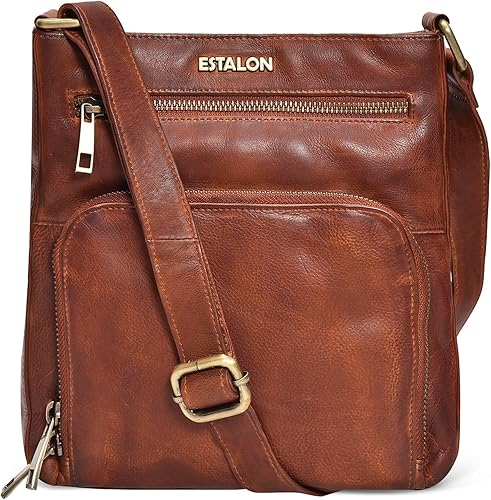 ESTALON Bolsos cruzados de cuero para mujer - Bolsos cruzados de moda - Bolso cruzado de cuero para mujer - Bolso bandolera para mujer