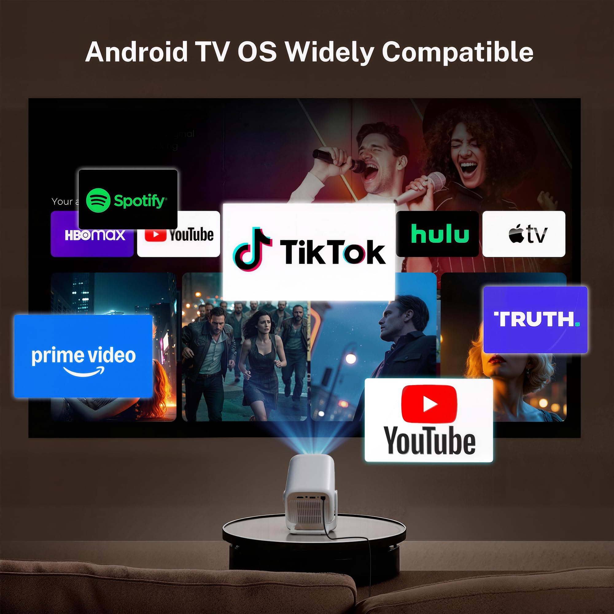 [1080P Nativo, Auto Focus] Smart Proyector con 4K Soporte, Auto Keystone, 600 ANSI, App Integrada, Inteligente Projector Portatil con WiFi 6 Bluetooth 5.4, Compatible con HDMI/iOS/Android/USB LYNCAST