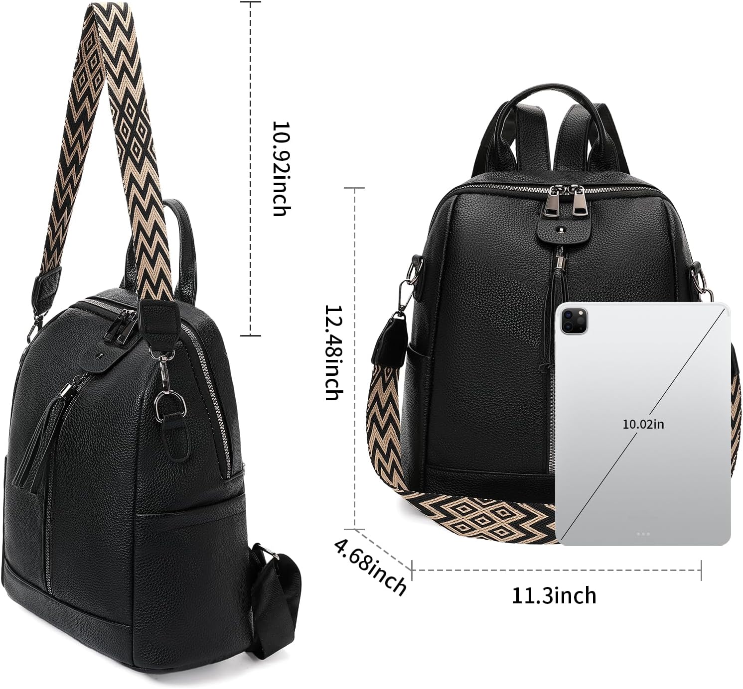 GAEKEAO Backpack Purse for Women Casual Shoulder Bag PU Leather Convertible Travel Ladies Designer Trendy with Zipper Closure - Image 4