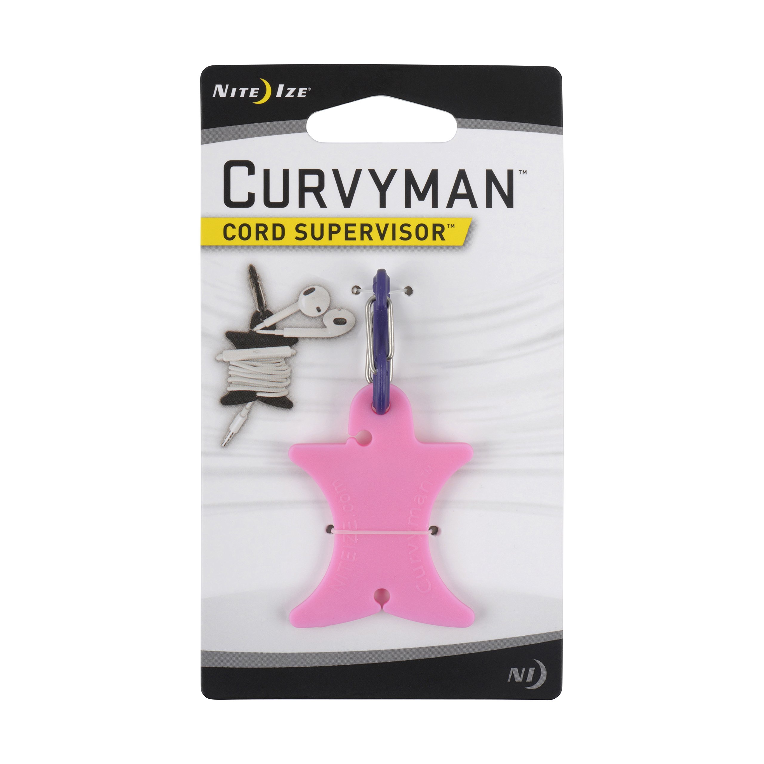 Nite Ize Curvyman Cord Supervisor Earbud Organizer, Headphone Cord Wrap - Compact, Durable, and Lightweight, Pink