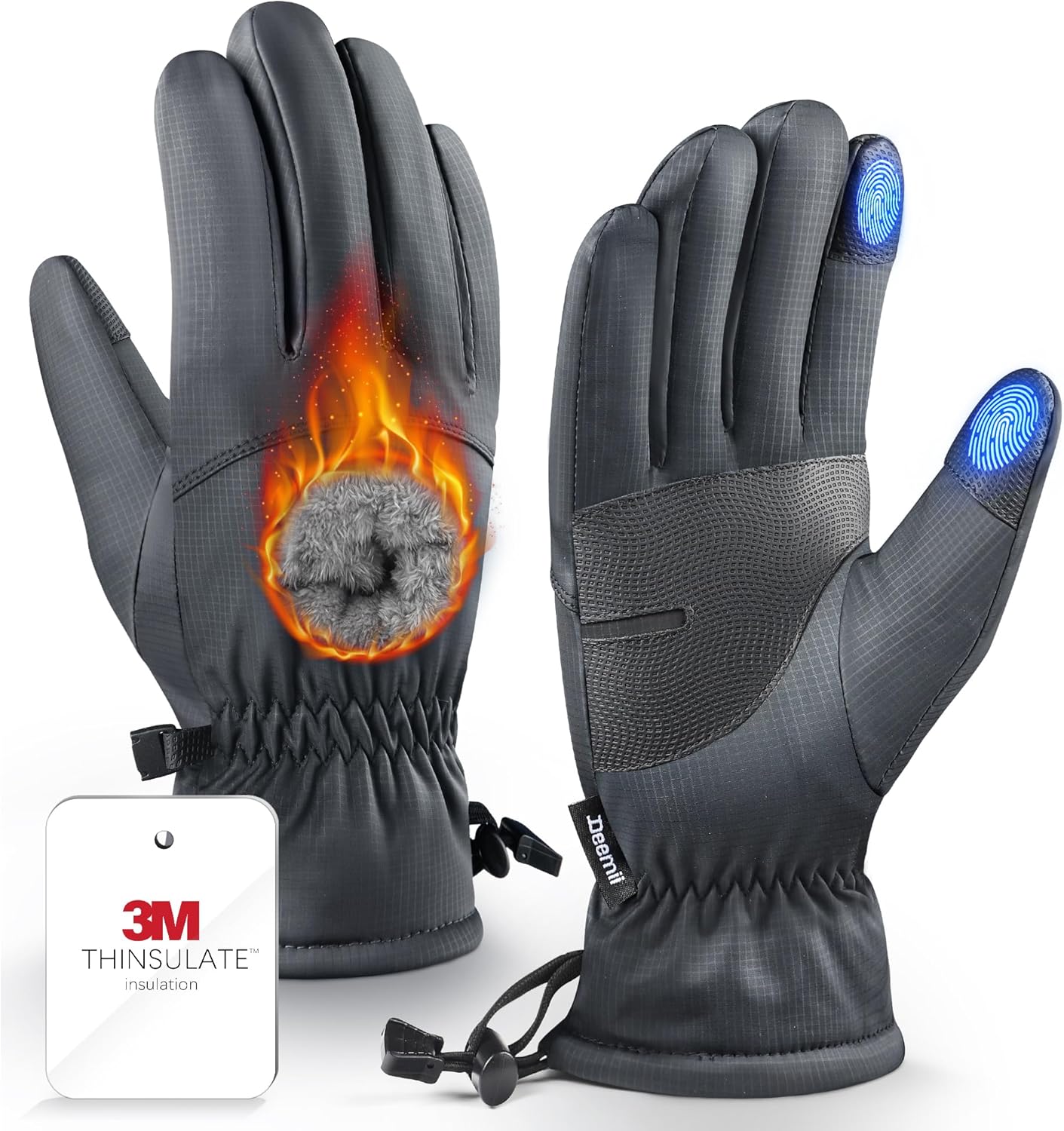-10℉ Winter Gloves Men Women Made with 3M Insulation, Plush Lining Thermal Snow Gloves, Windproof & Water-Resisitant Gloves for Cold Weather, Touchscreen Fingers -10℉ Winter Gloves Men Women Made with 3M Insulation, Plush Lining Thermal Snow Gloves, Windproof & Water-Resisitant Gloves for Cold Weather, Touchscreen Fingers