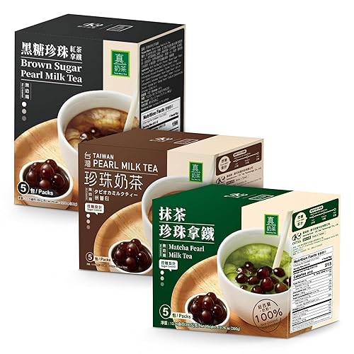 OKTEA Bundle - Té clásico de burbujas, té con leche matcha y té con leche de azúcar morena - Tés Assam y Ceilán, té japonés, mezcla Assam con azúcar