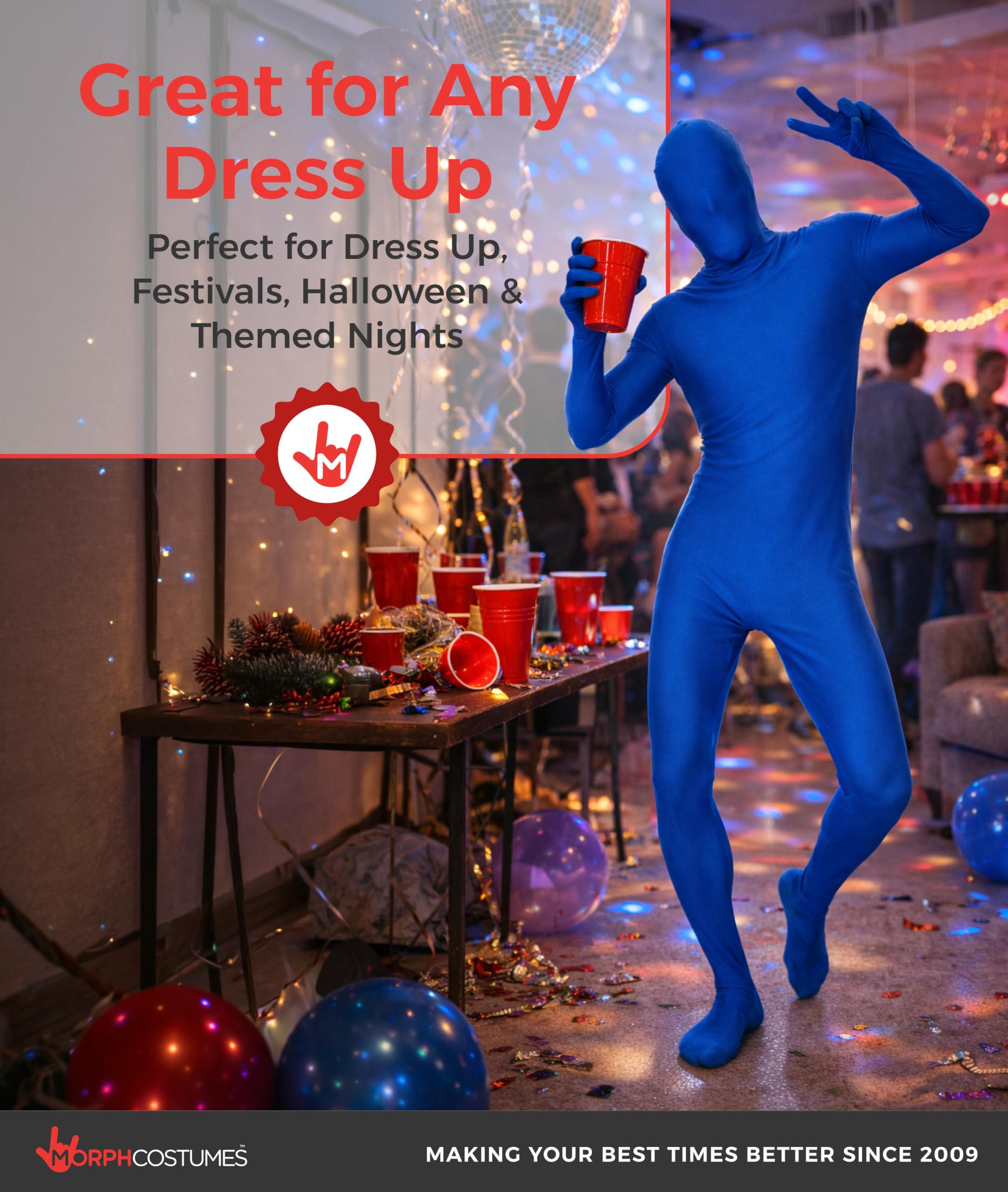 Morphsuits Niebieski Kombinezon StretchSuits Uniseks Pełny bez Nadruku Przebranie Halloween Karnawał, XL