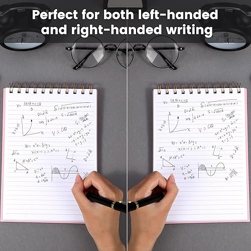 Miniatura 6 de Yoment Cuadernos de espiral superior para zurdos, de 6 x 9 pulgadas, con rayas universitarias, cubierta impermeable, bloc de notas de 160 páginas