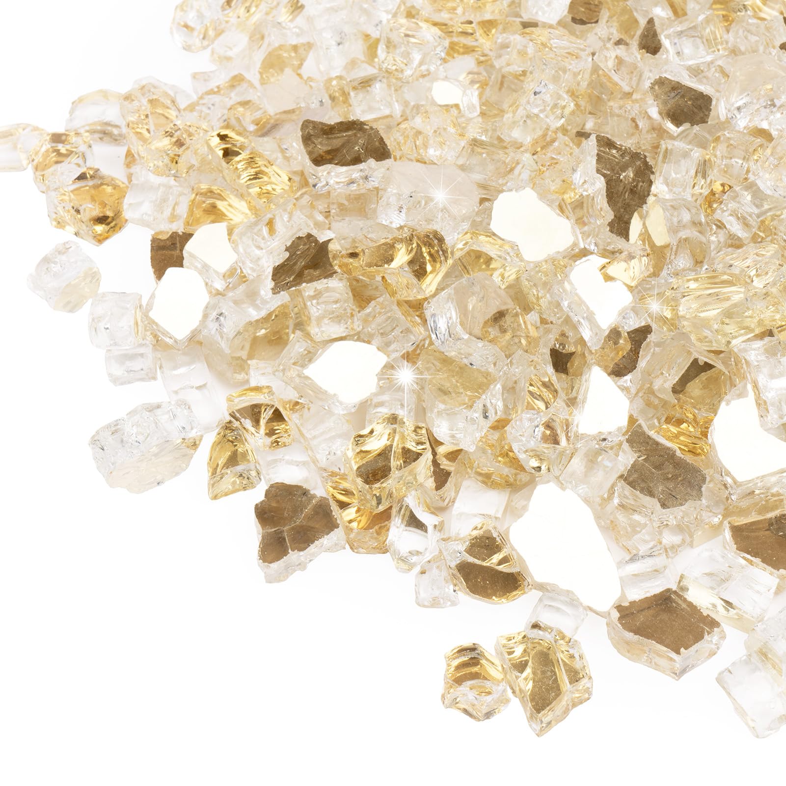 GASPRO 10 lbs Fire Glass, 1/2-Inch, Gold in fire pit | Mubboo
