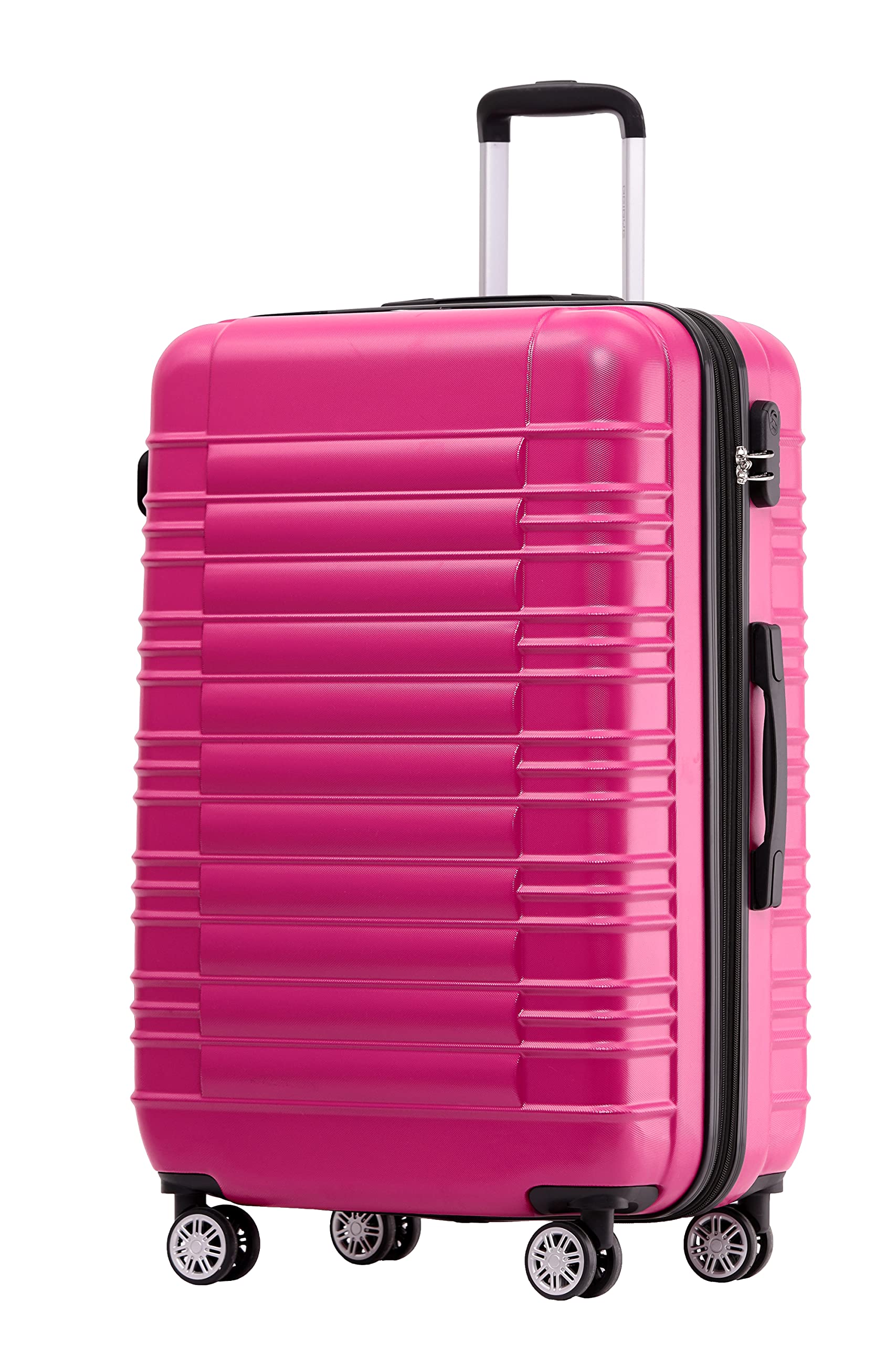 BEIBYE 2088 Zwillingsrollen Reisekoffer Koffer Trolleys Hartschale M-L-XL-Set (Peach, L)