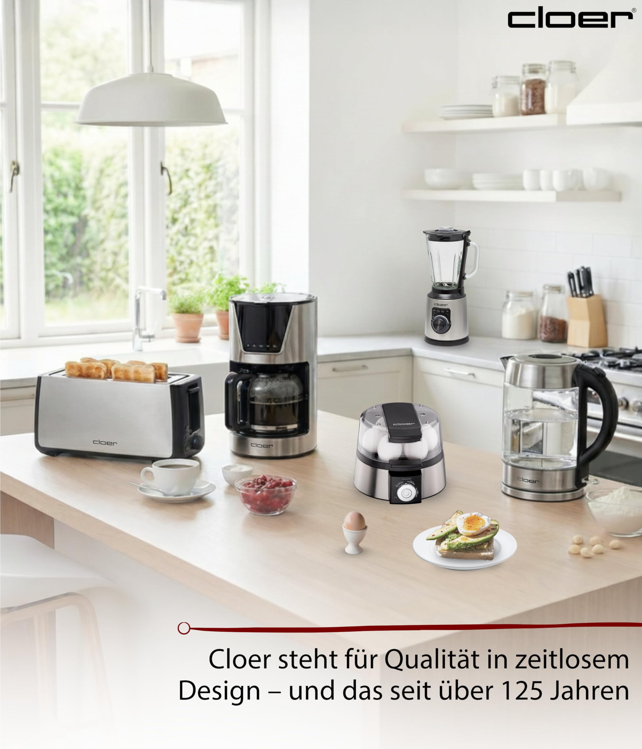 Cloer 6070 Elektronischer Eierkocher für bis zu 7 Eier, Weiterkochfunktion, akustische Fertigmeldung, 3 Pochierschalen, 435 W, Edelstahl