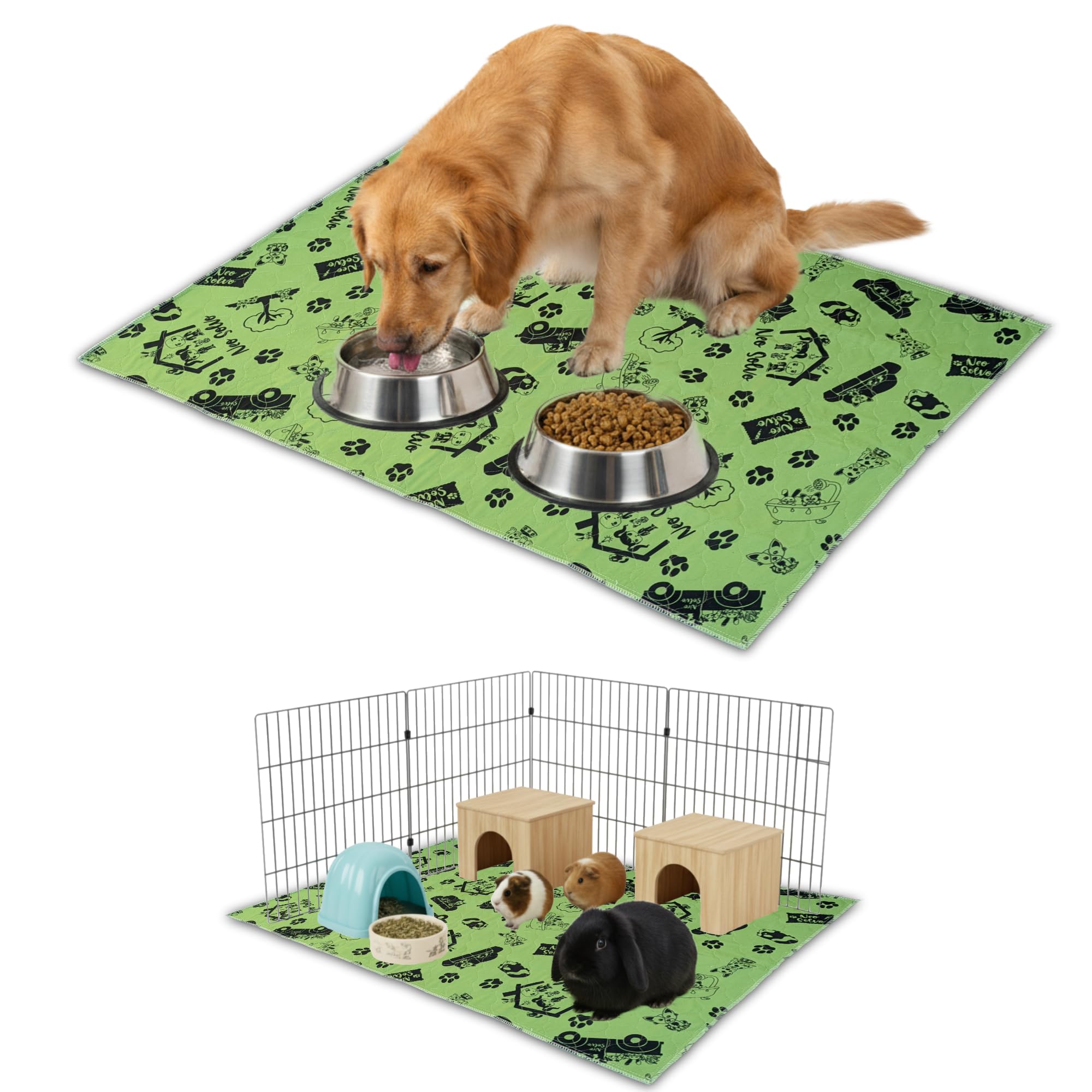 NEO SOLVO Mat 60 cm x 120 cm – Absorbent Waterproof Non-Slip – for Dogs, Rabbits, Guinea Pigs, Cats – Under the Bowl – Training of Cleanliness – In Front of the Litter Tray – Cage Bottom