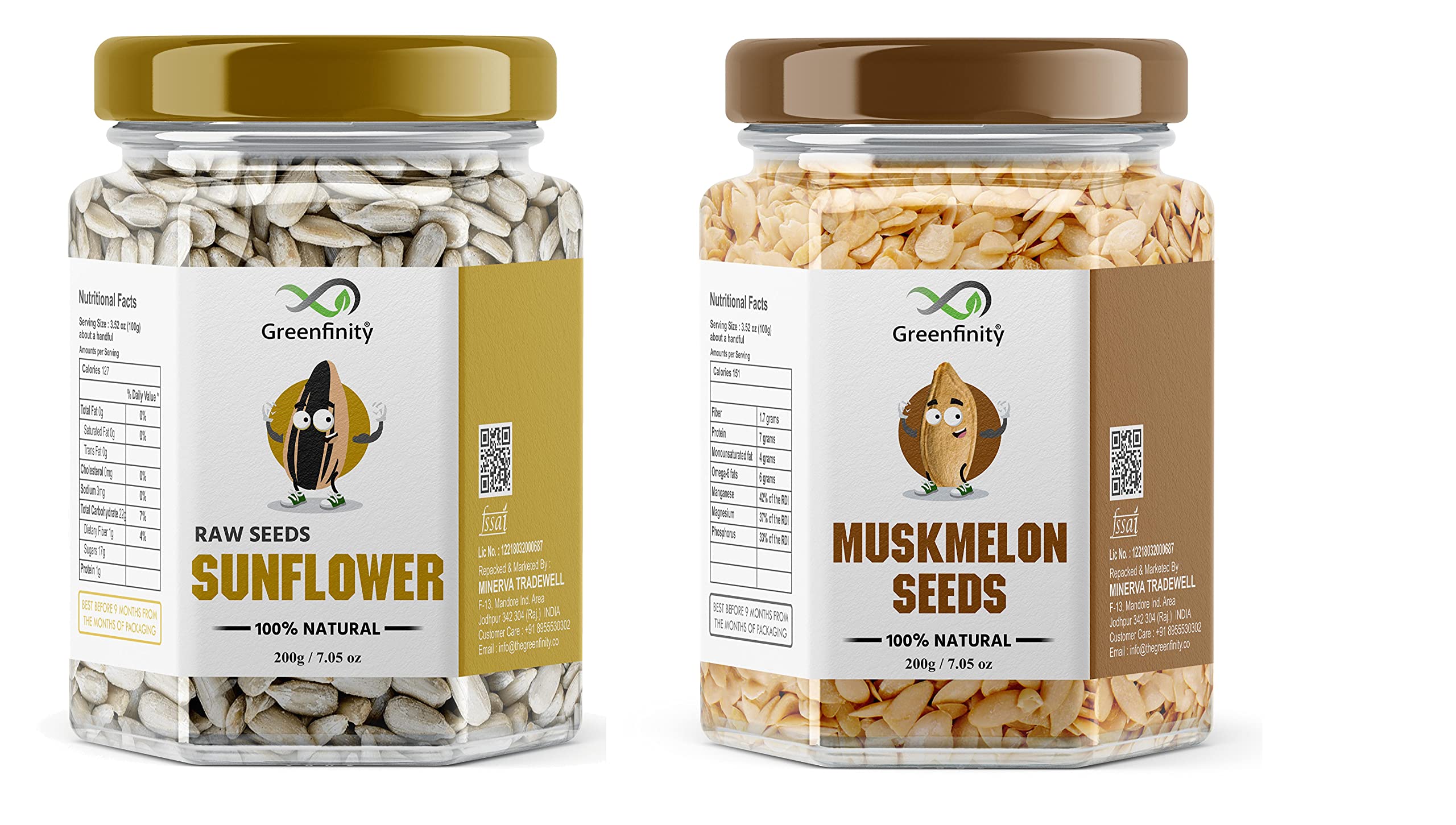 GreenFinity Raw Sunflower Seeds 200g | Surajmukhi Ke Beej + Muskmelon Seeds | Kharbooj Magaz, Kharbhuja Beej - 200g (400gm Pack of 2) (B09G9DMMPH) Amazon Price History, Amazon Price Tracker