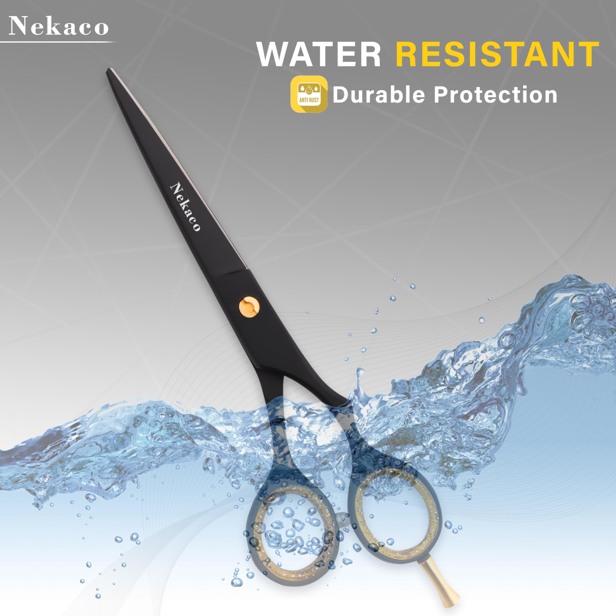 Tijeras profesionales de corte de cabello de 6.5 pulgadas, tijeras de acero inoxidable de alta calidad, tijeras de pelo con tornillo ajustable para peluquería y hogar (negro, 6.5 pulgadas) 5