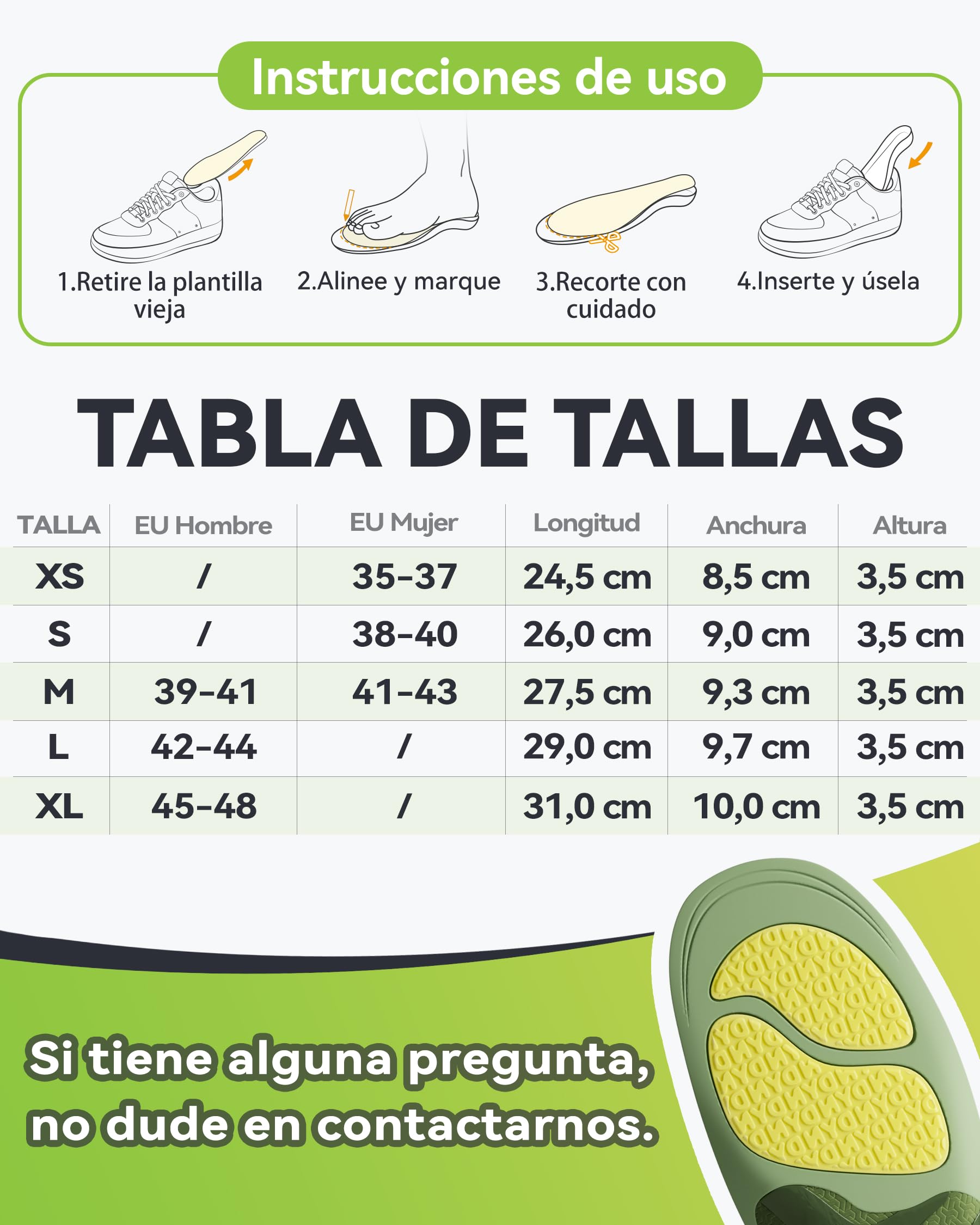 DynWalker plantillas arco plantar，plantillas para fascitis plantar – Estructura Biomecánica 35mm，para Pronadores, Presión del Talón, Metatarsalgia y Estar de Pie Prolongado – Confort Amortiguado，XL