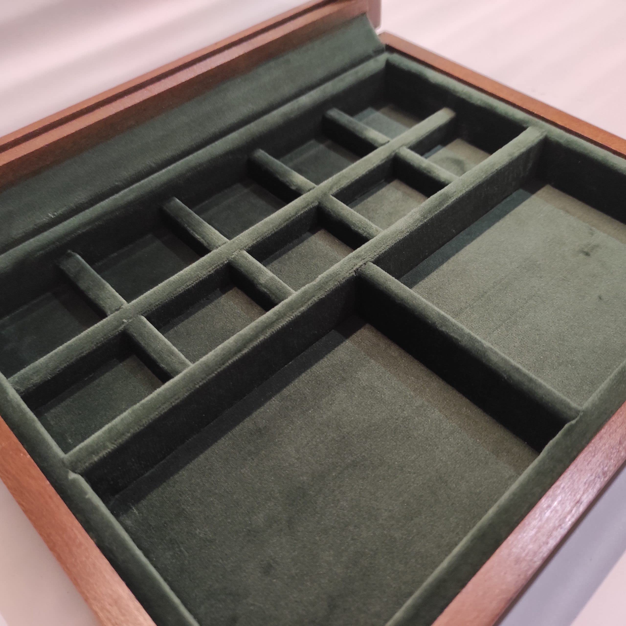 Expositor de Madera y Cristal para Monedas, fósiles y Conchas, 12 Compartimentos, Caja coleccionista Artesanal Hecha a Mano, numerada, con Certificado de autenticidad
