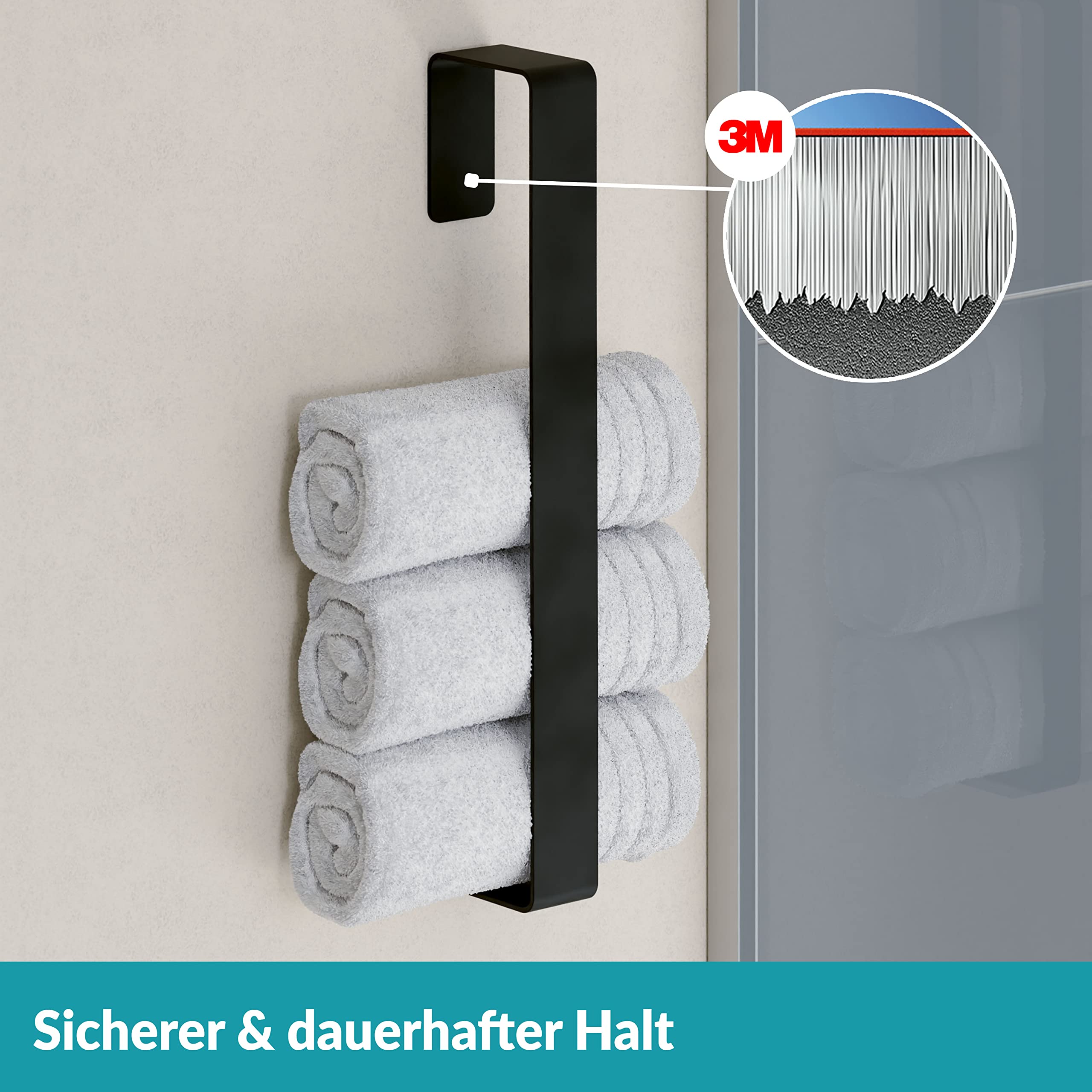 WEISSENSTEIN Handtuchhalter Gäste 45cm ohne Bohren Schwarz