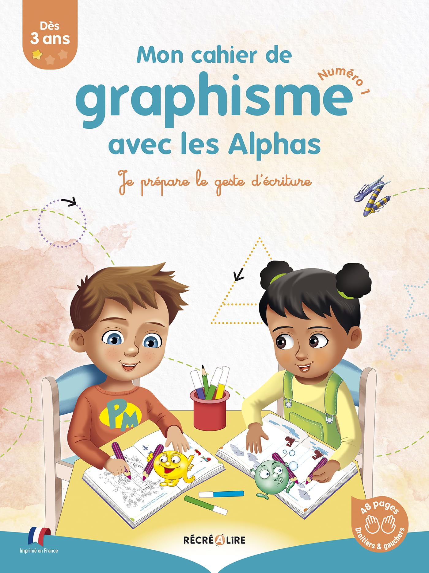CAHIER DE GRAPHISME 1 AVEC LES ALPHAS: Numéro 1, Je prépare le geste d'écriture