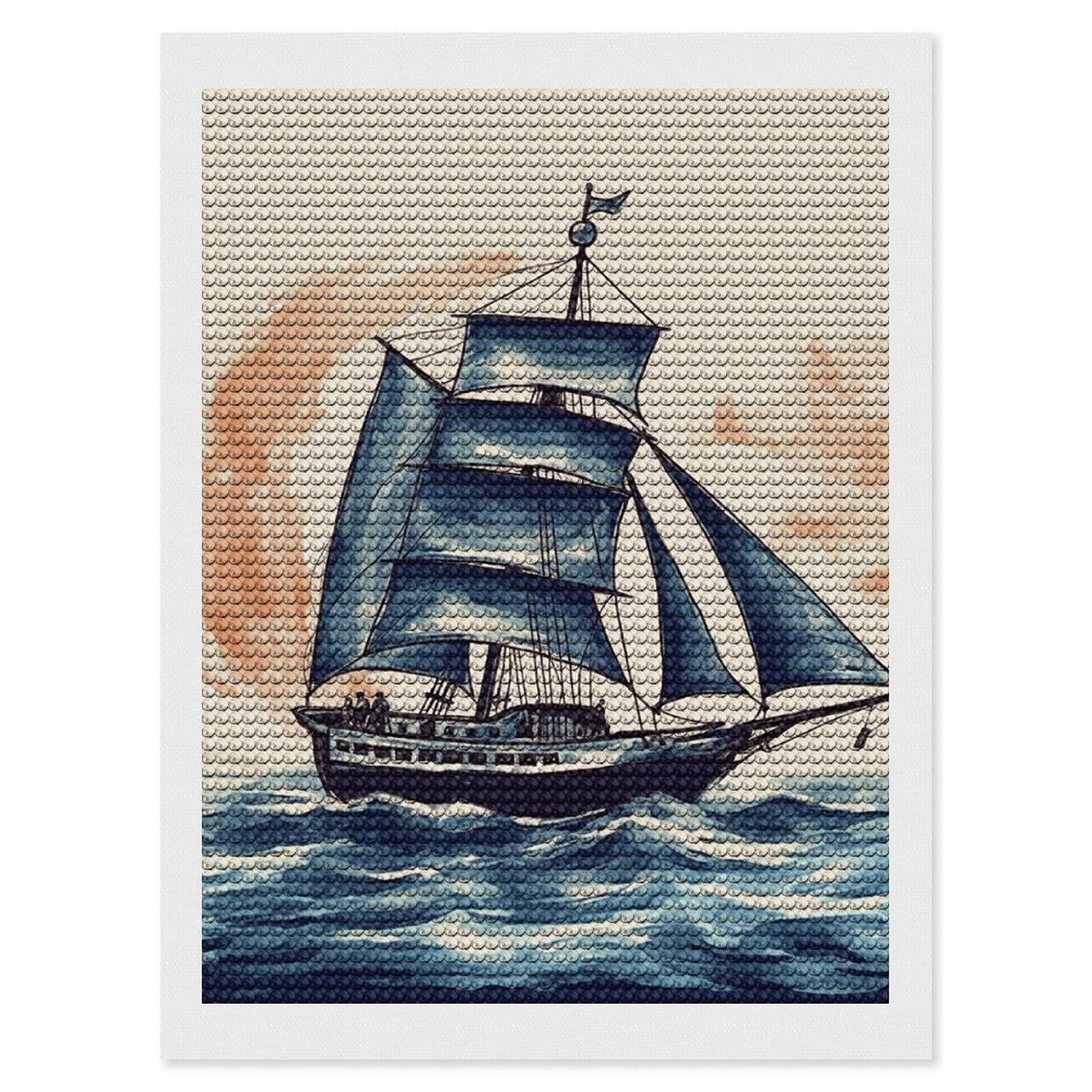 NONHAI Diamond Painting Kits for Adults - DIY Diamond Art Kits for Beginners - Full 5D Paint Drill Diamond Dots Paintings- Nautical Sailboat Diamonds Pictures Gem Art and Craft Wall Decor 12"x16"