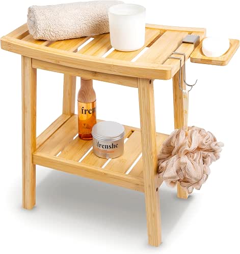 Bamboo Shower Bench for Inside Shower – Waterproof Bathroom Spa