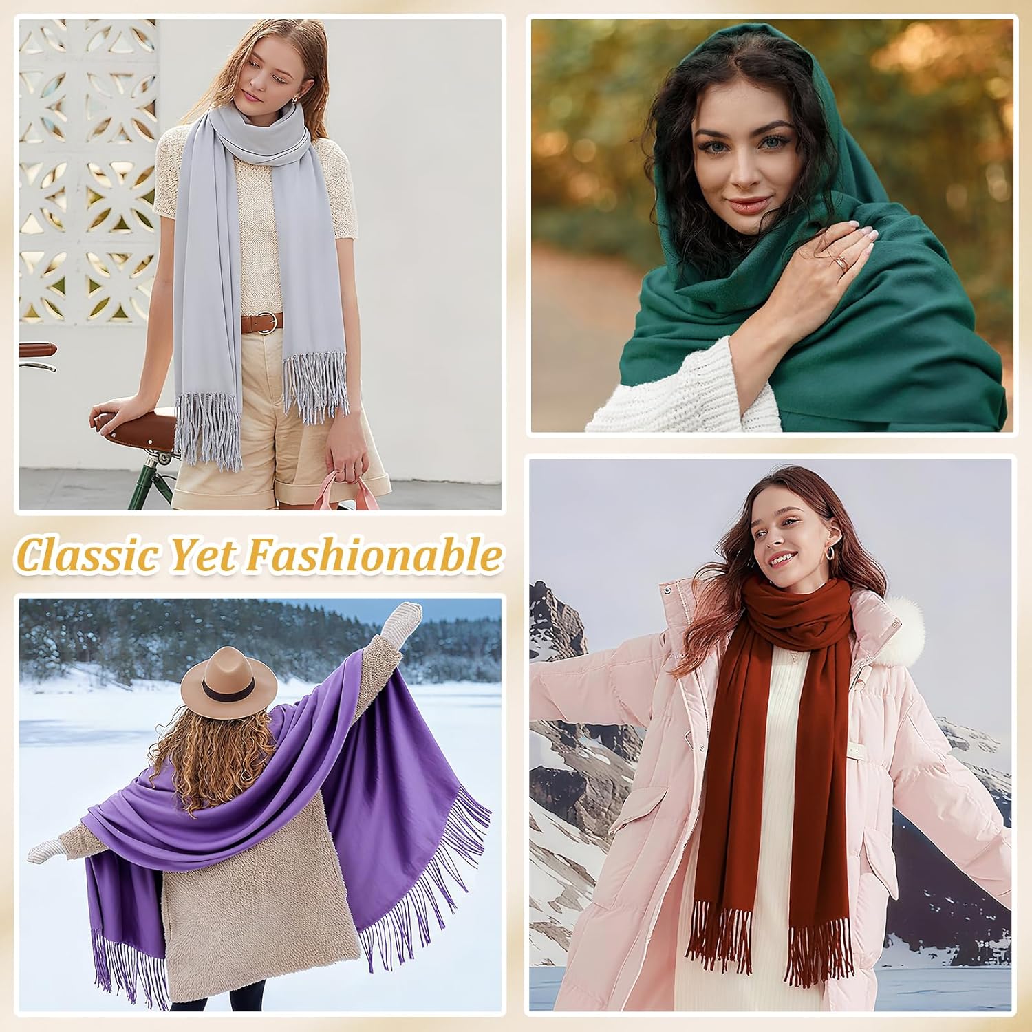 Cashmere Scarf for Women Winter, Fashion Womens Scarves, Pashmina Shawl Wraps, Wedding Bridesmaid Gifts - Image 6