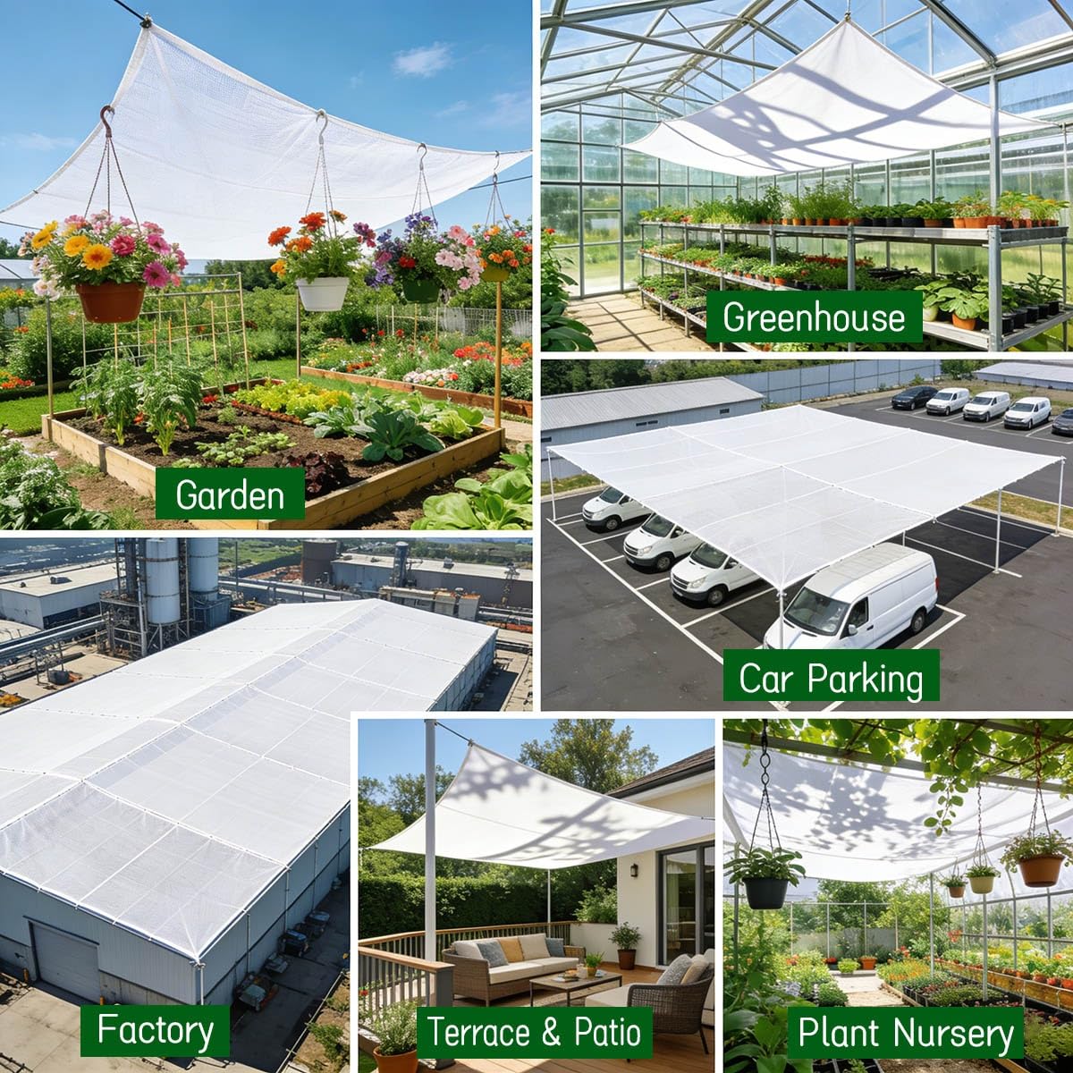 BeOutdoor Protect Filet de protection solaire 50 % en maille avec œillets pour serre et jardin Blanc