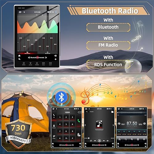 Miniatura 5 de Podofo 2+64G Doble Din Android Radio estéreo para coche 9.5 '' pantalla táctil vertical Bluetooth receptor de audio con Apple CarPlay Android Auto