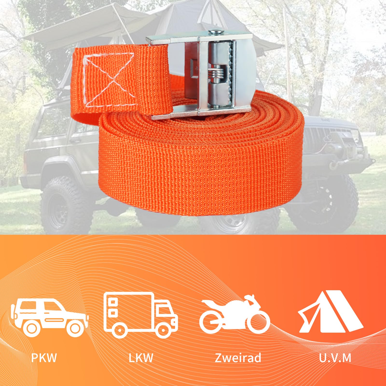 10 PCS Sangle Arrimage 25mm X 4m Avec Clip - Sangles Déménagement Moto Vélo Charge 250kg