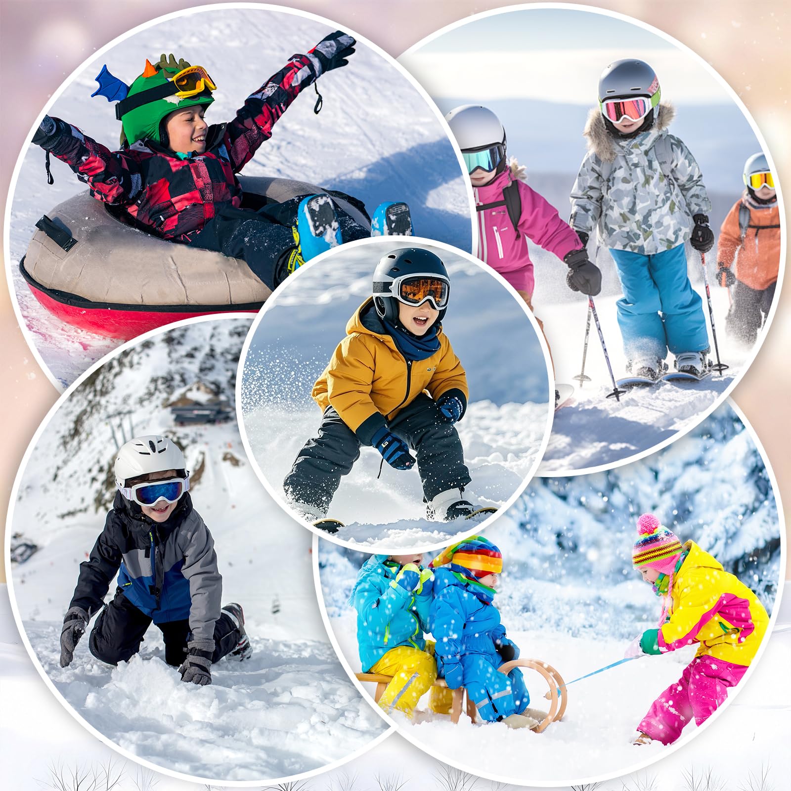 KOOOGEAR Lot de 2 paires de chaussettes de ski thermiques haute performance pour filles, pour le ski, le snowboard, la randonnée, les activités de plein air