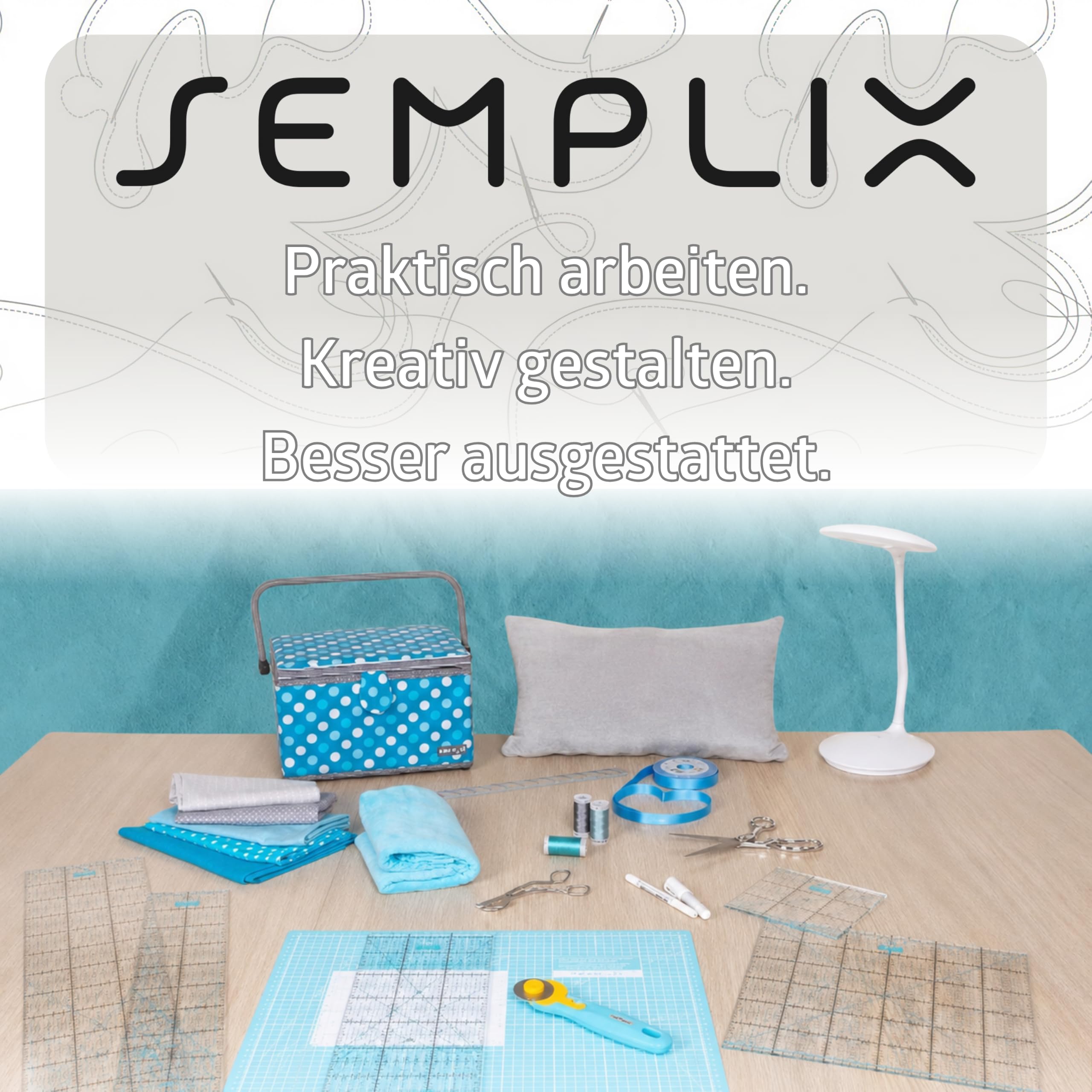 SEMPLIX Schneidematte A0 selbstheilend 120 x 80 cm Patchwork Basteln (Türkis-Petrol)