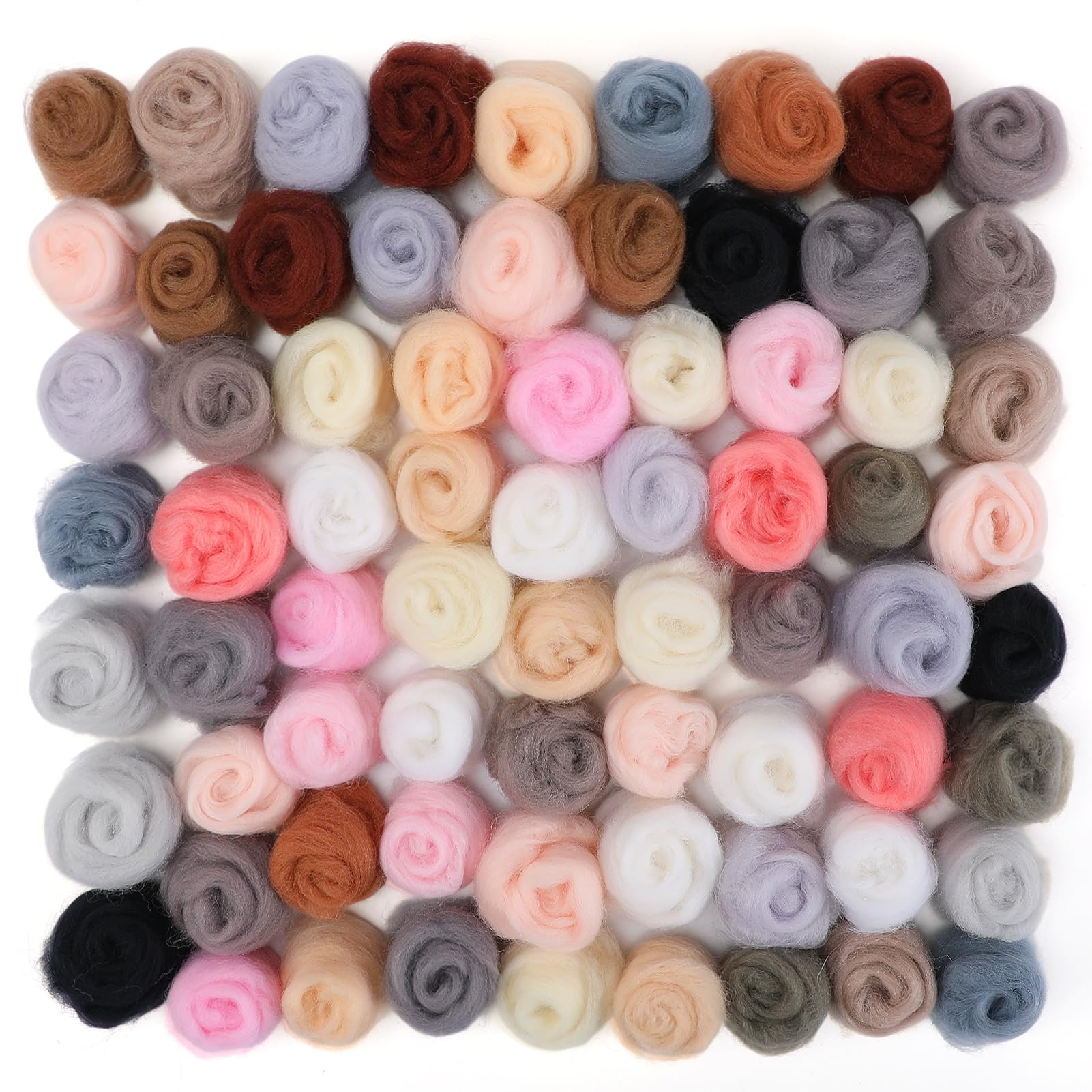 72pcs Needle Felting Wool for Beginners - 24 Pastel Colours Natural Wool Roving for DIY Felt Crafts & Art Projects, 3g Each (216g Total)