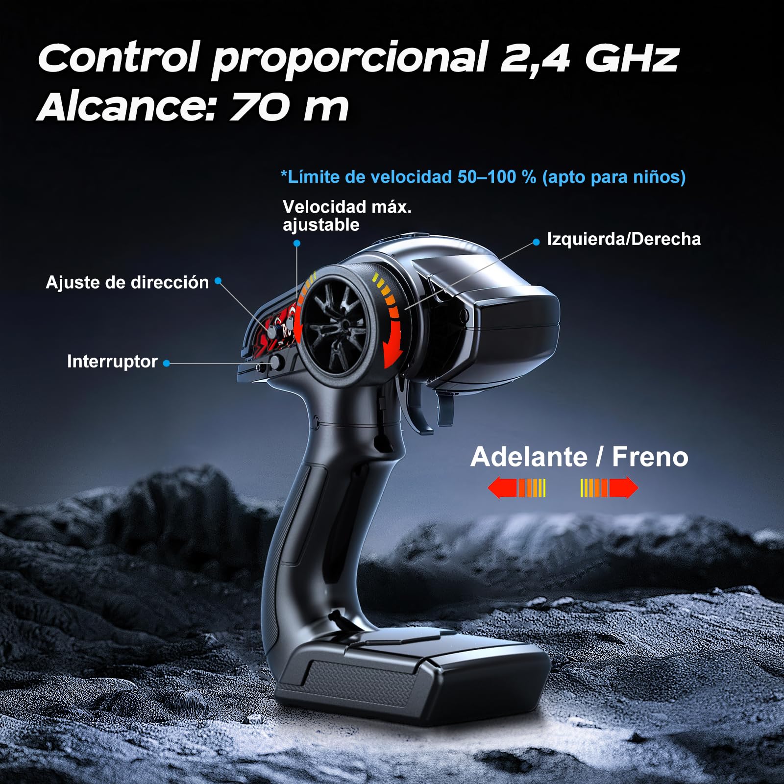 Coche Teledirigido Adulto 1:18 4x4 Todoterreno, RC Car 40 km/h con Doble Batería 1200mAh, Transmisión Metálica Completa y Velocidad Ajustable, Coche RC Radiocontrol Portátil para Exteriores