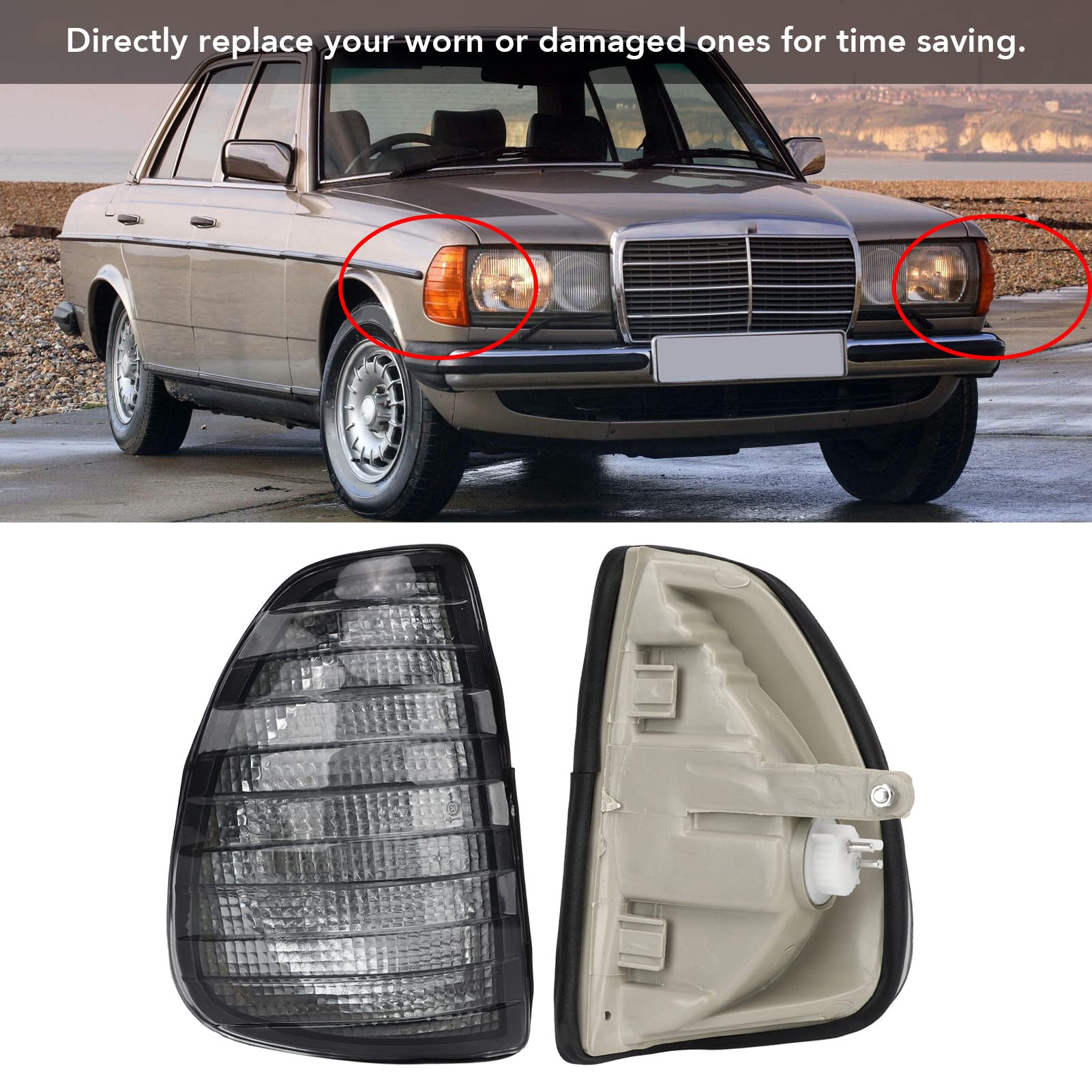 aqxreight Front Indicator Turn Signal Corner Lamp Replacement Compatible with W123 1976-1985 Models for Enhanced Driving Safety