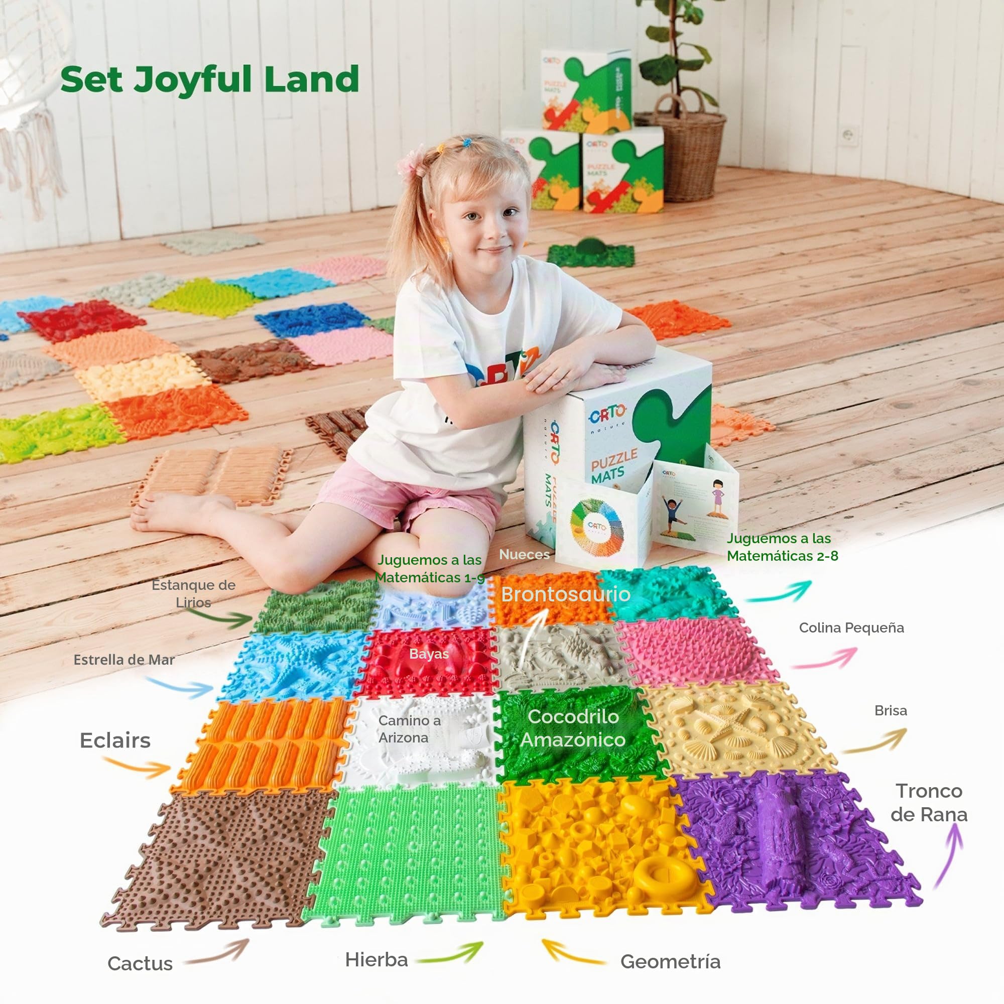 Alfombra Puzzle Sensorial de Masaje, 16 Piezas (Joyful Land)