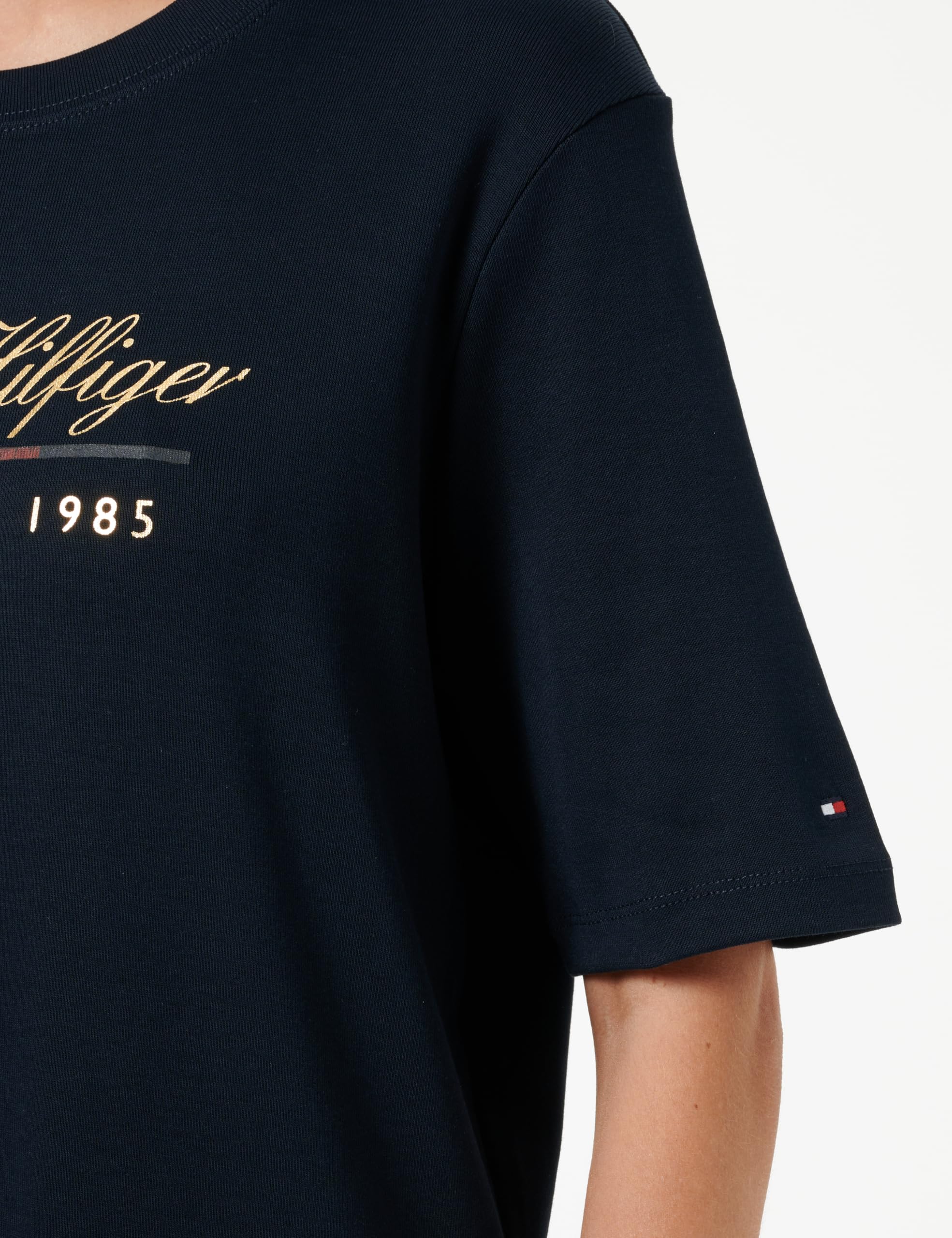 Tommy Hilfiger Donna Abito a T-Shirt Script Graphic Dress Maniche Corte