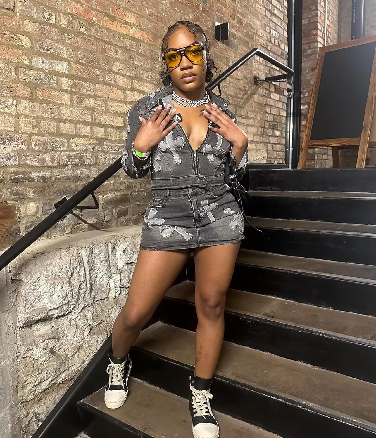 Uni Clau 2 Parça Kadınlar Denim Etek Seti Y2K Uzun Kol Fermuarlı Jean Ceket Top Mini Skirt Bodycon Set İki Parça Kıyafetler