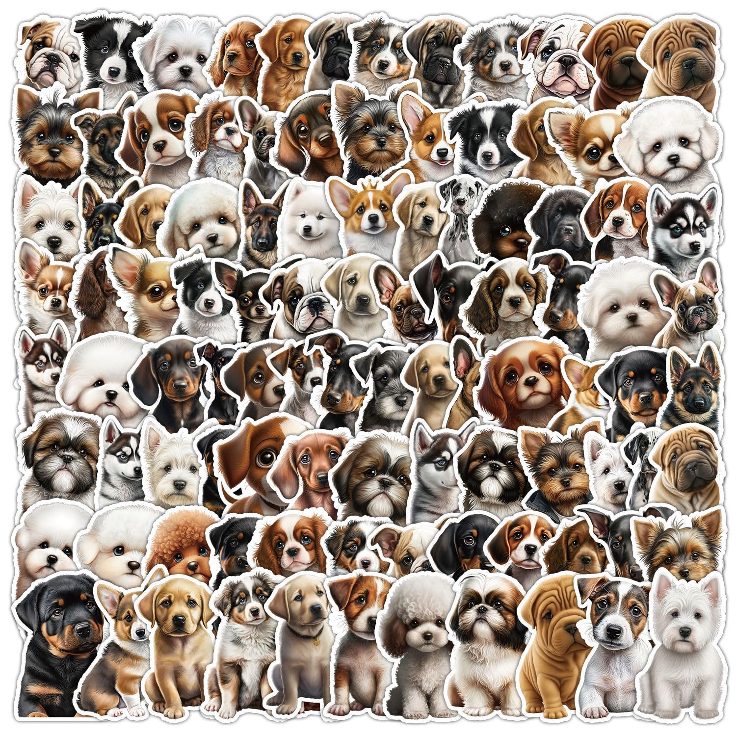 100PCS Cute Puppy Stickers for Kids Teen Boys Girls Adults Gift,Cute Dog Waterproof Decals for Scrapbook Notebook Water Bottles Phone Luggage Snowboard Journal Laptop Guitar Helmet Computer