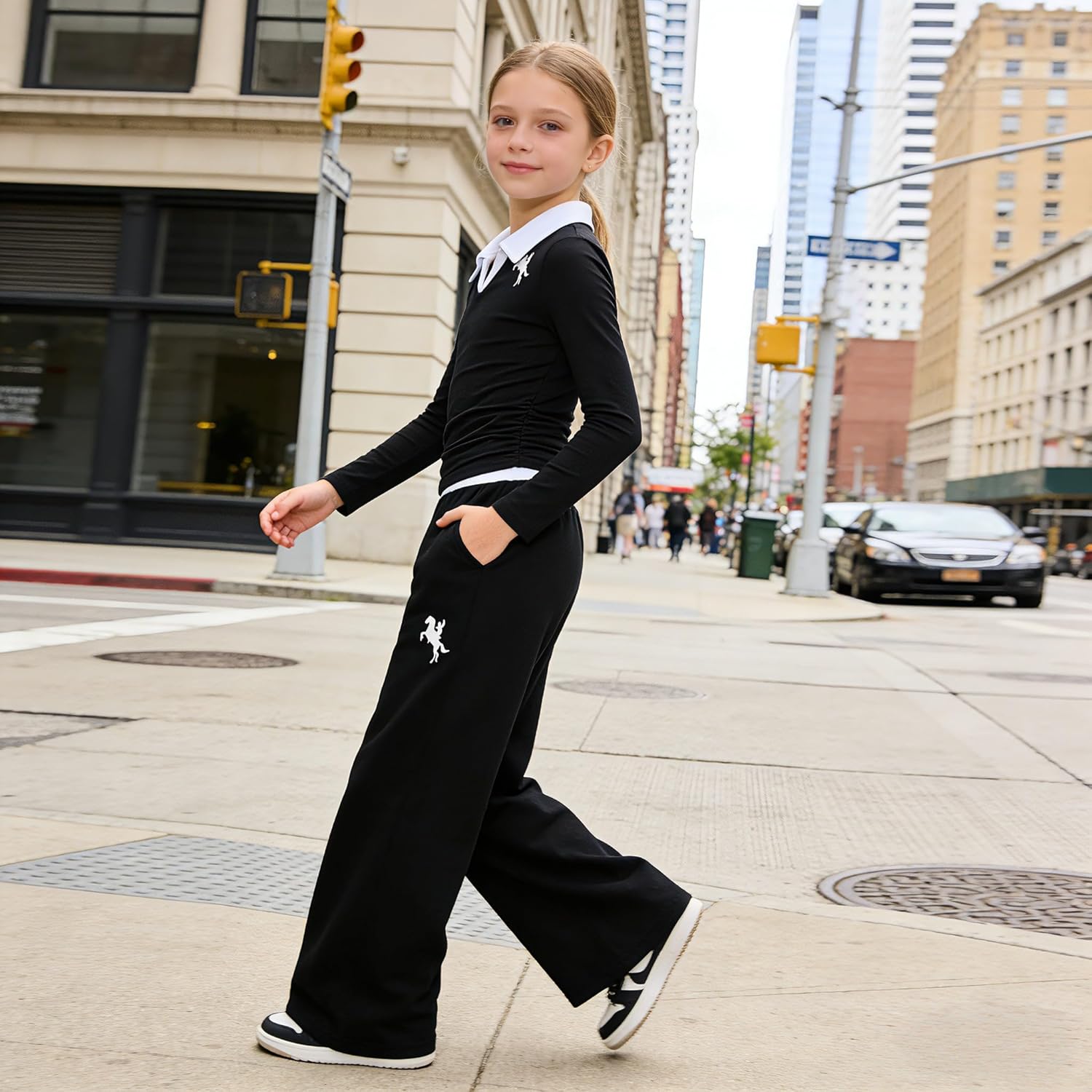 Girls Clothes Tween Girl Outfits Casual Long Sleeve Tops + Wide Leg Pants 2 Piece Spring Clothes Set 7-14Y - Image 5